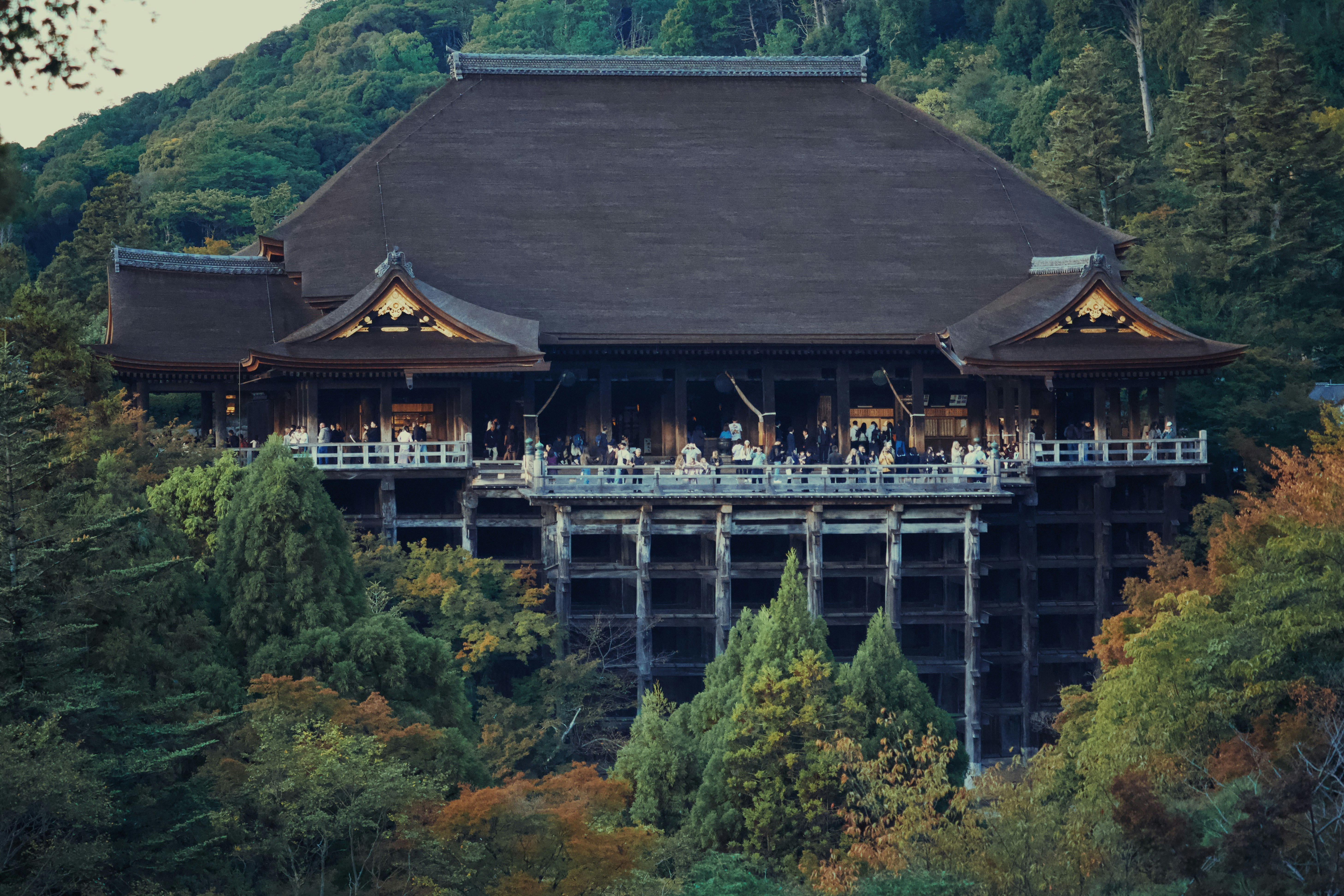Traditional japanese temple surrounded by autumn foliage