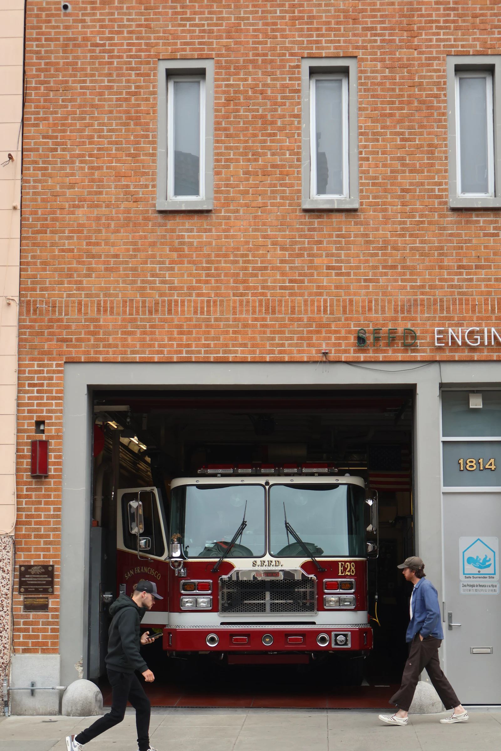 Fire and rescue emergency vehicle at a fire station