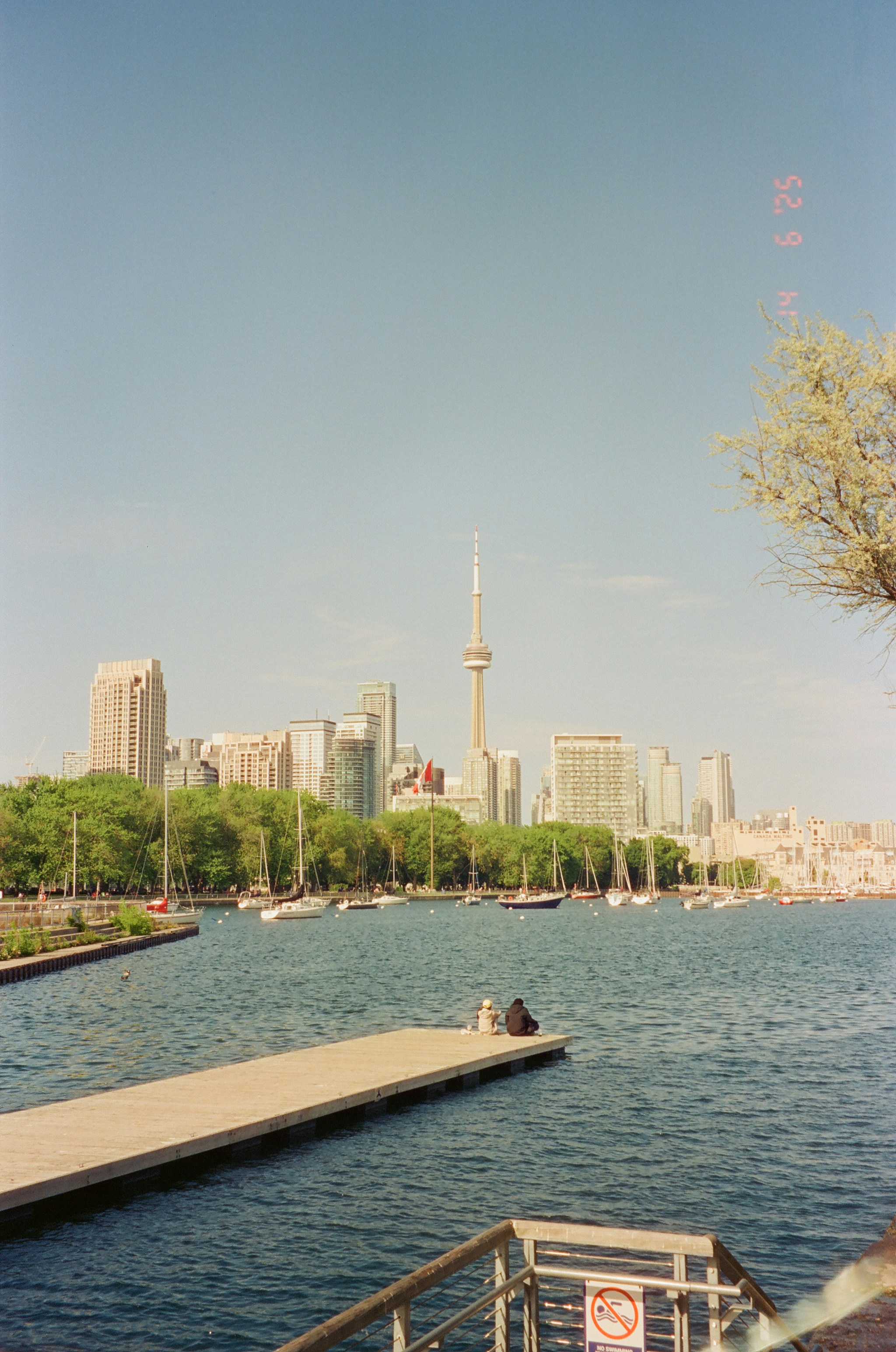 City skyline with boats on the water