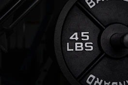 Close-up of a 45 lbs weight plate