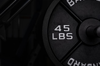 Close-up of a 45 lbs weight plate