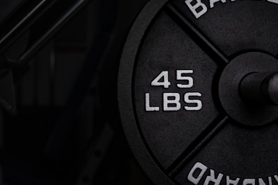 Close-up of a 45 lbs weight plate