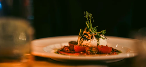 Burrata cheese with sliced heirloom tomatoes