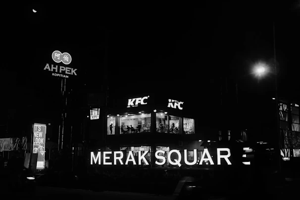 Night view of merak square with kfc illuminated