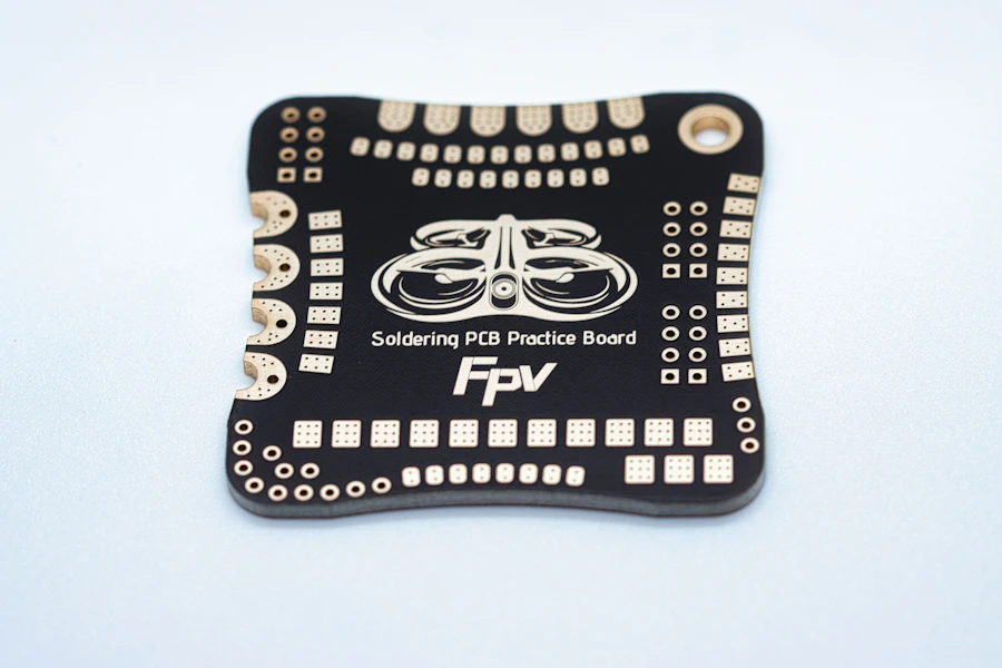 Close view of a printed circuit board footprint pattern