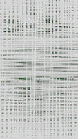 Abstract pattern of green lines on a gray background.