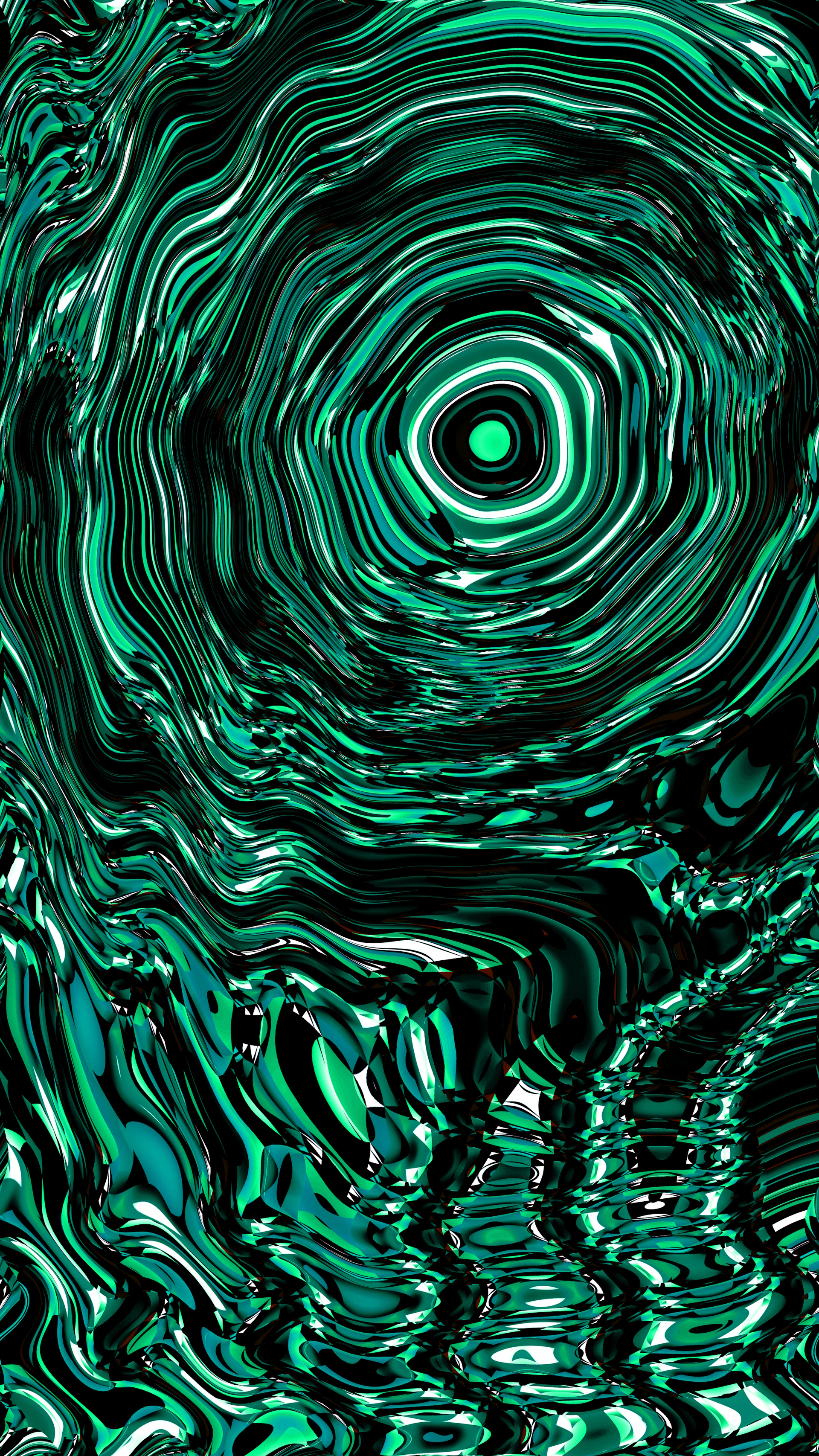 Abstract swirling green and black patterns