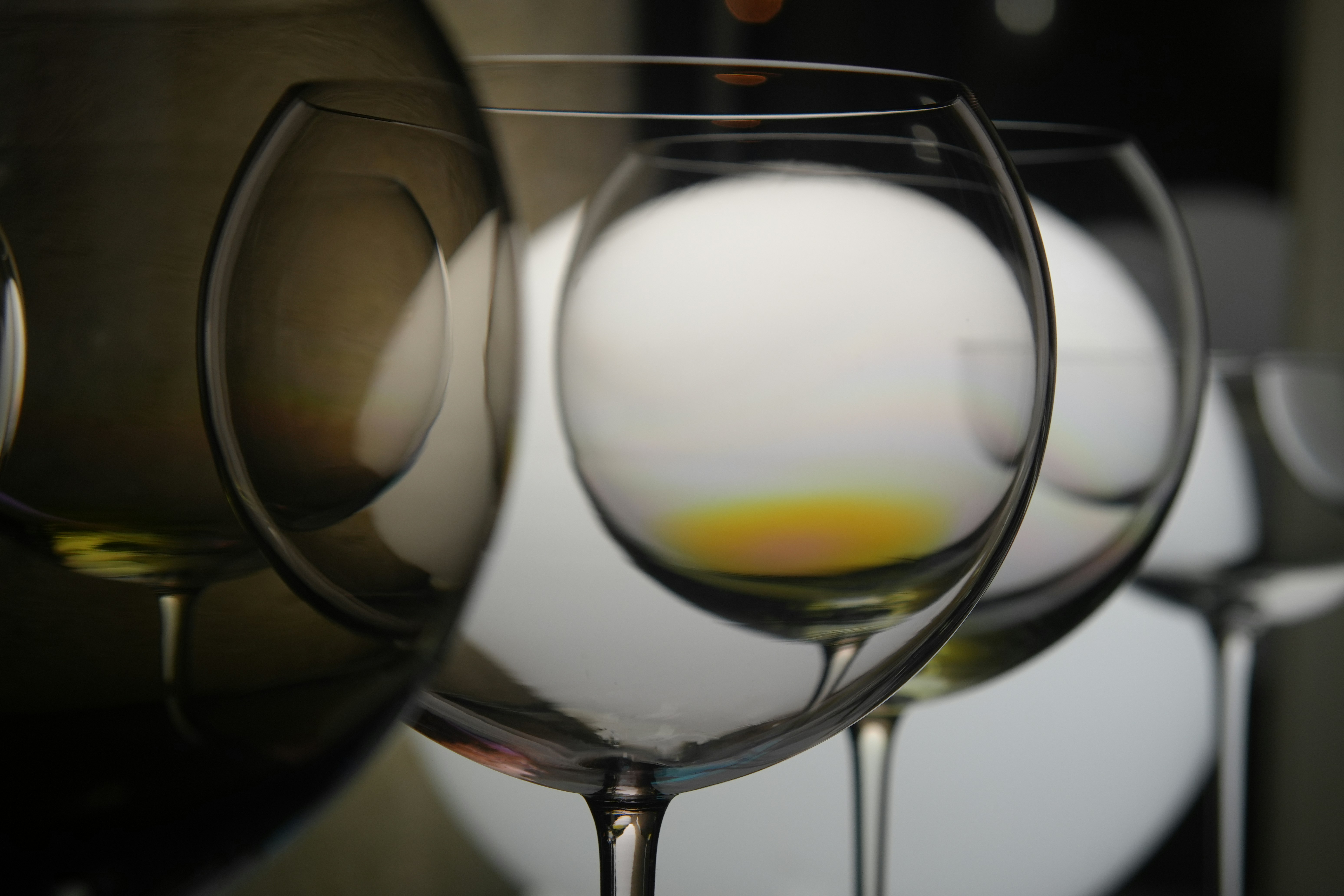 Empty wine glasses in close-up