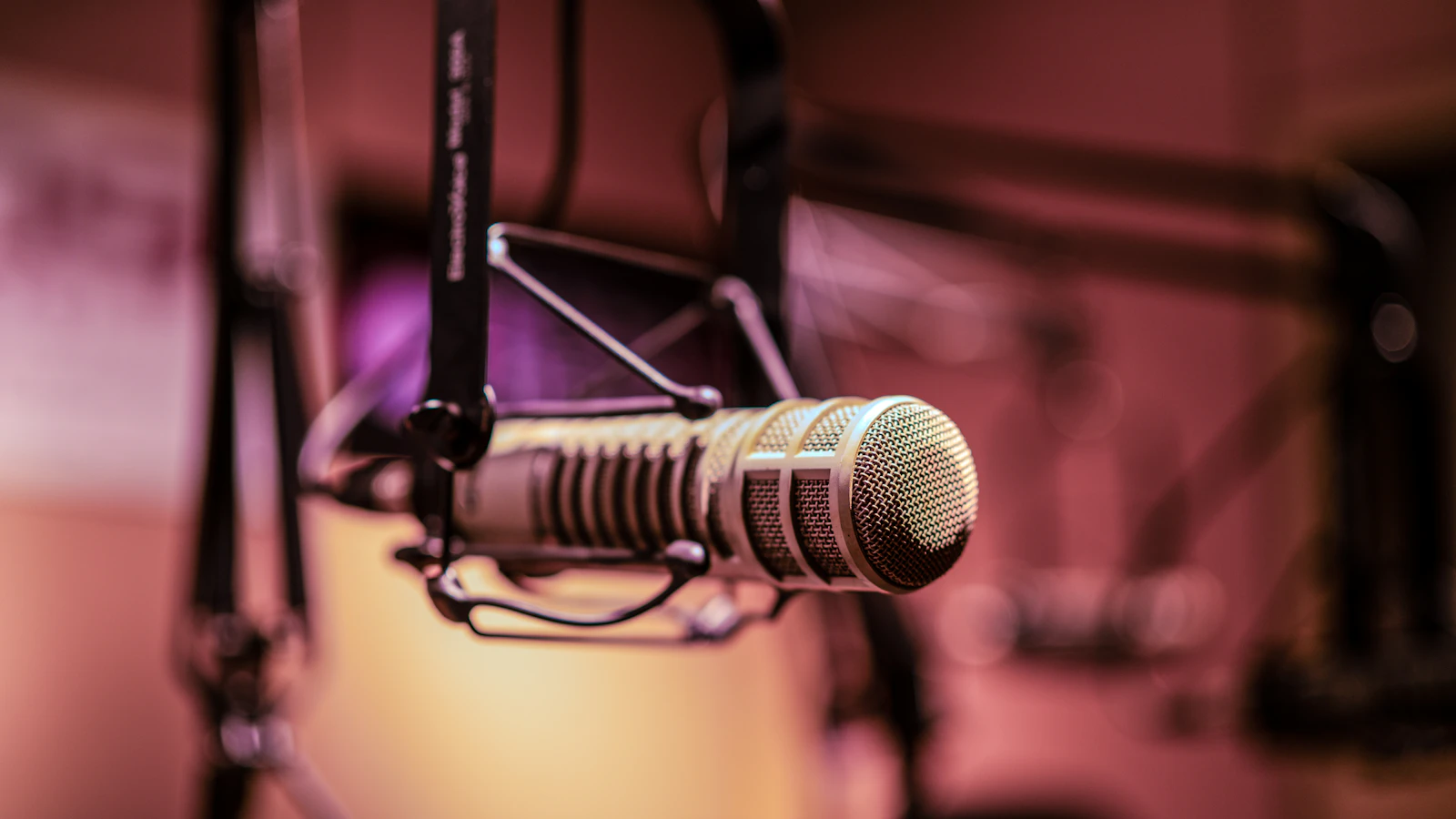 A microphone set up in a recording studio