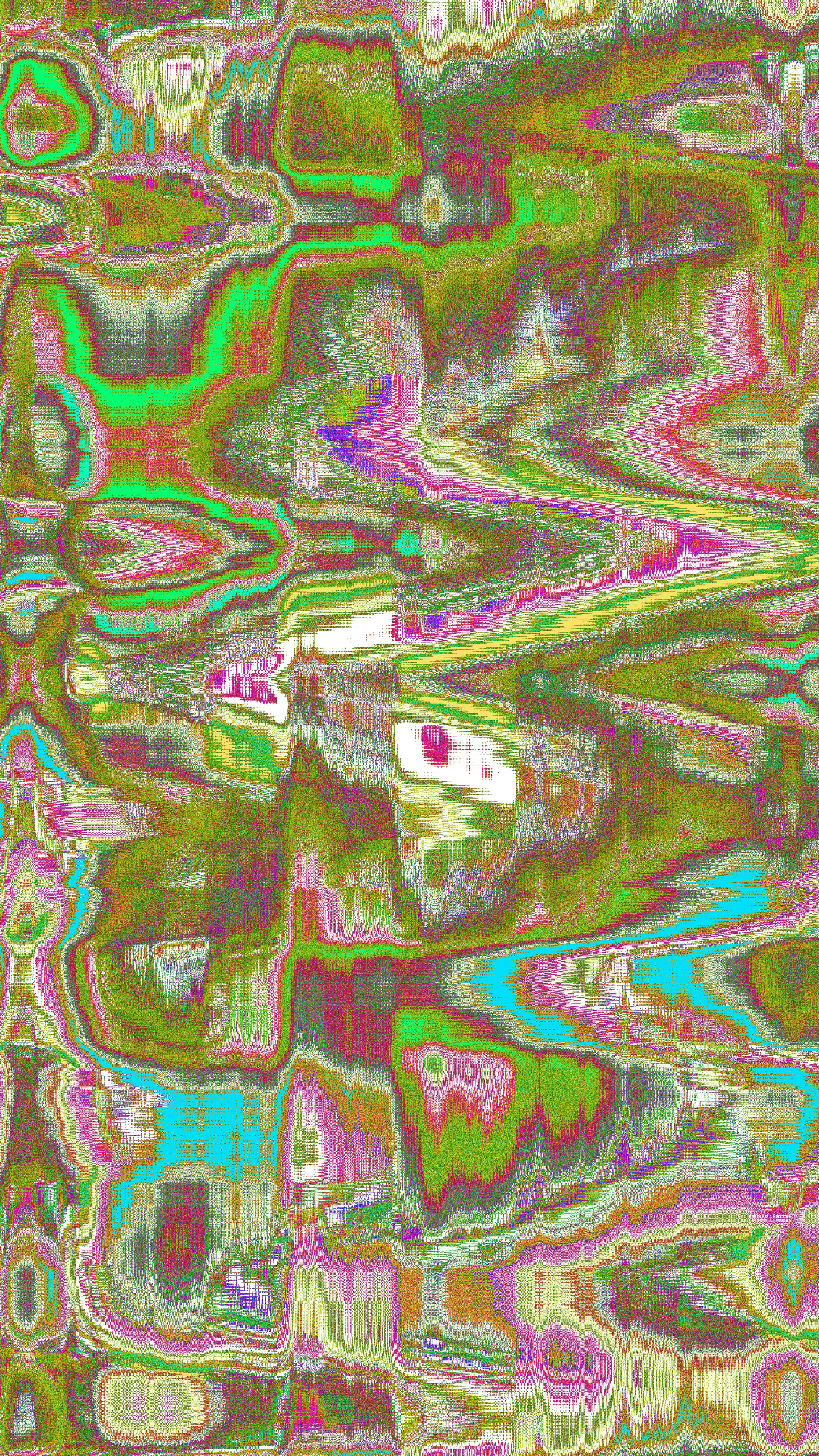 Abstract wavy pattern with green, pink, and blue hues.