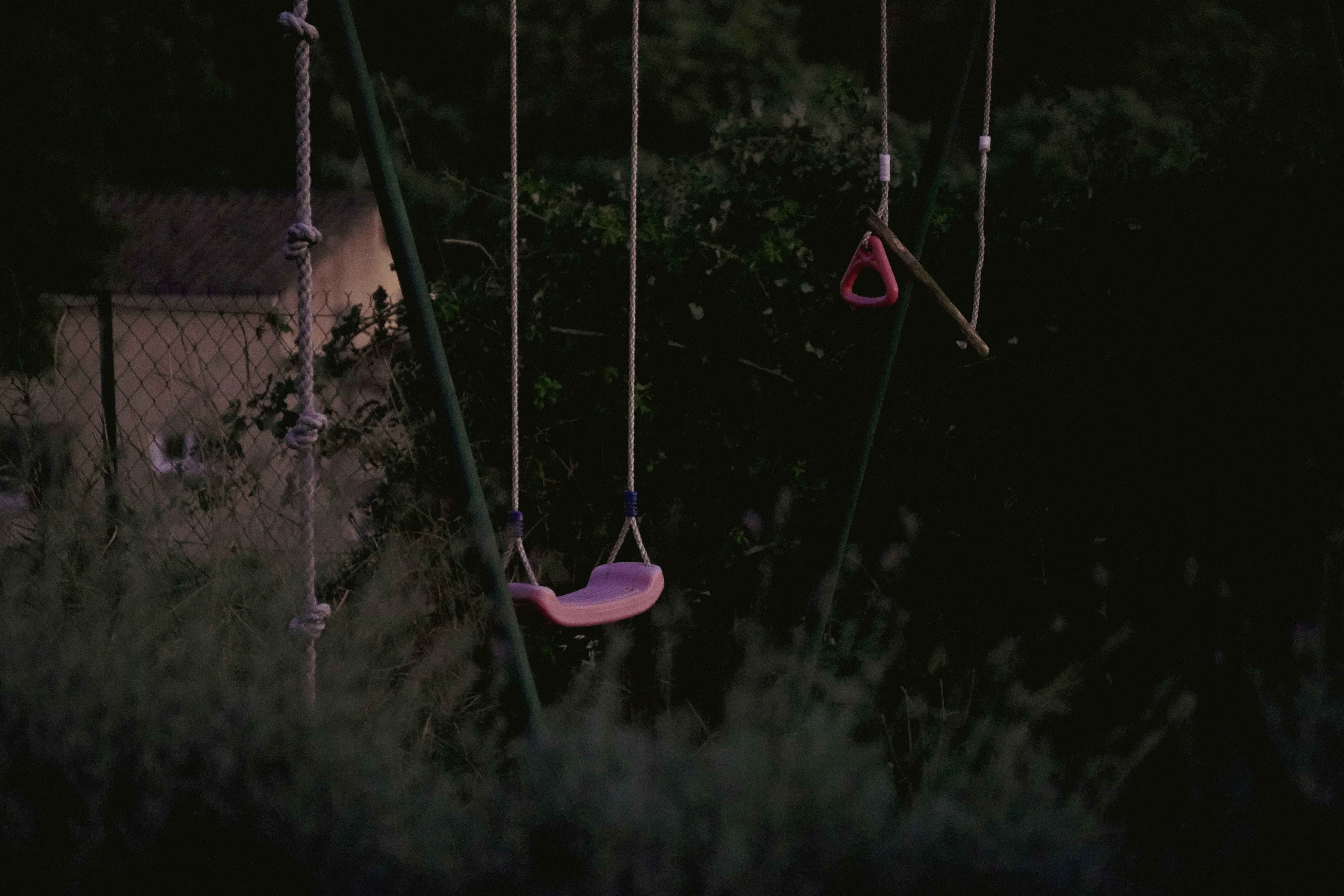 Empty swingset in the twilight
