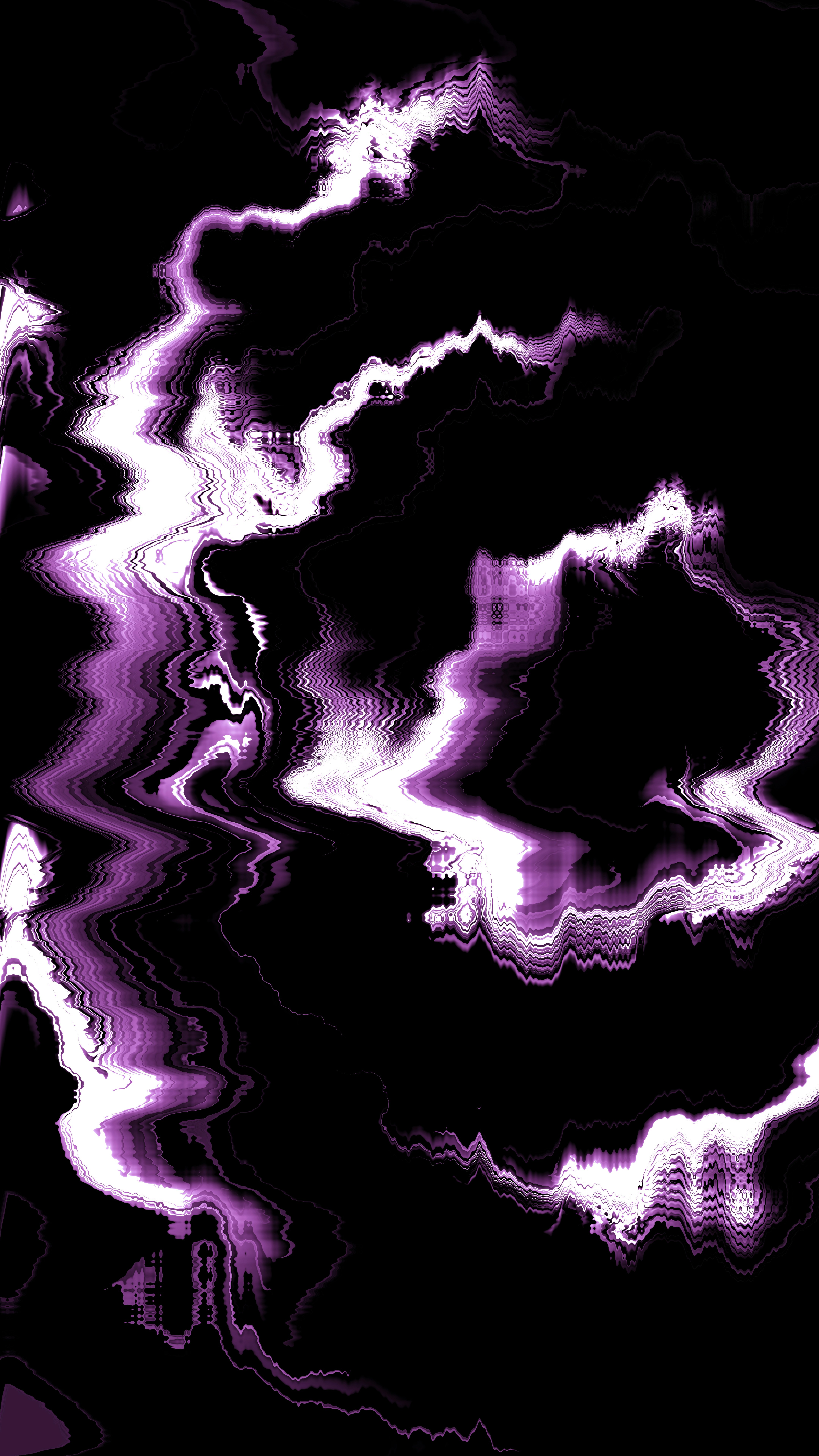 Abstract purple and white wavy lines on black background. photo – Free ...
