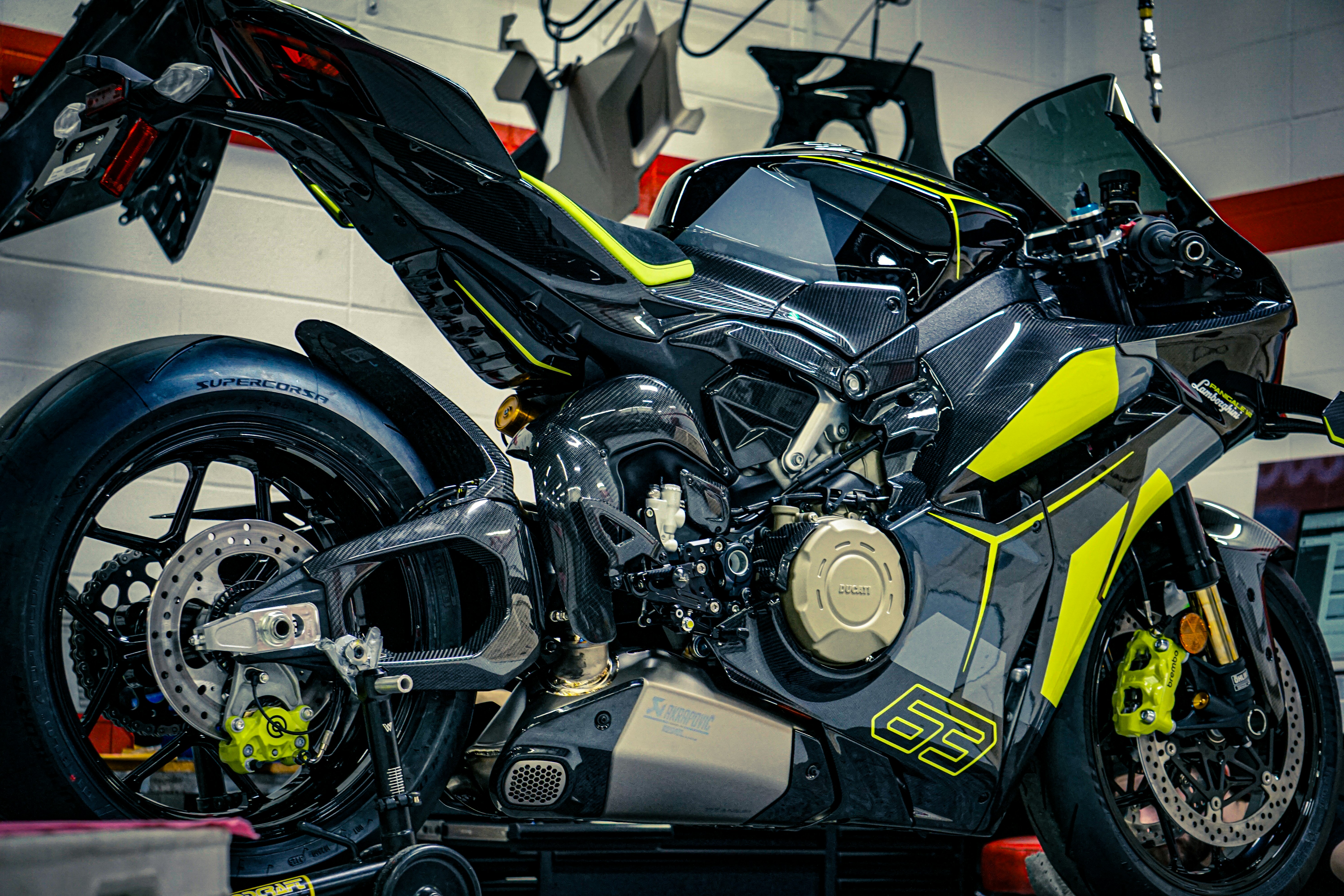 High-performance sportbike engine cutaway highlighting crankshaft and pistons