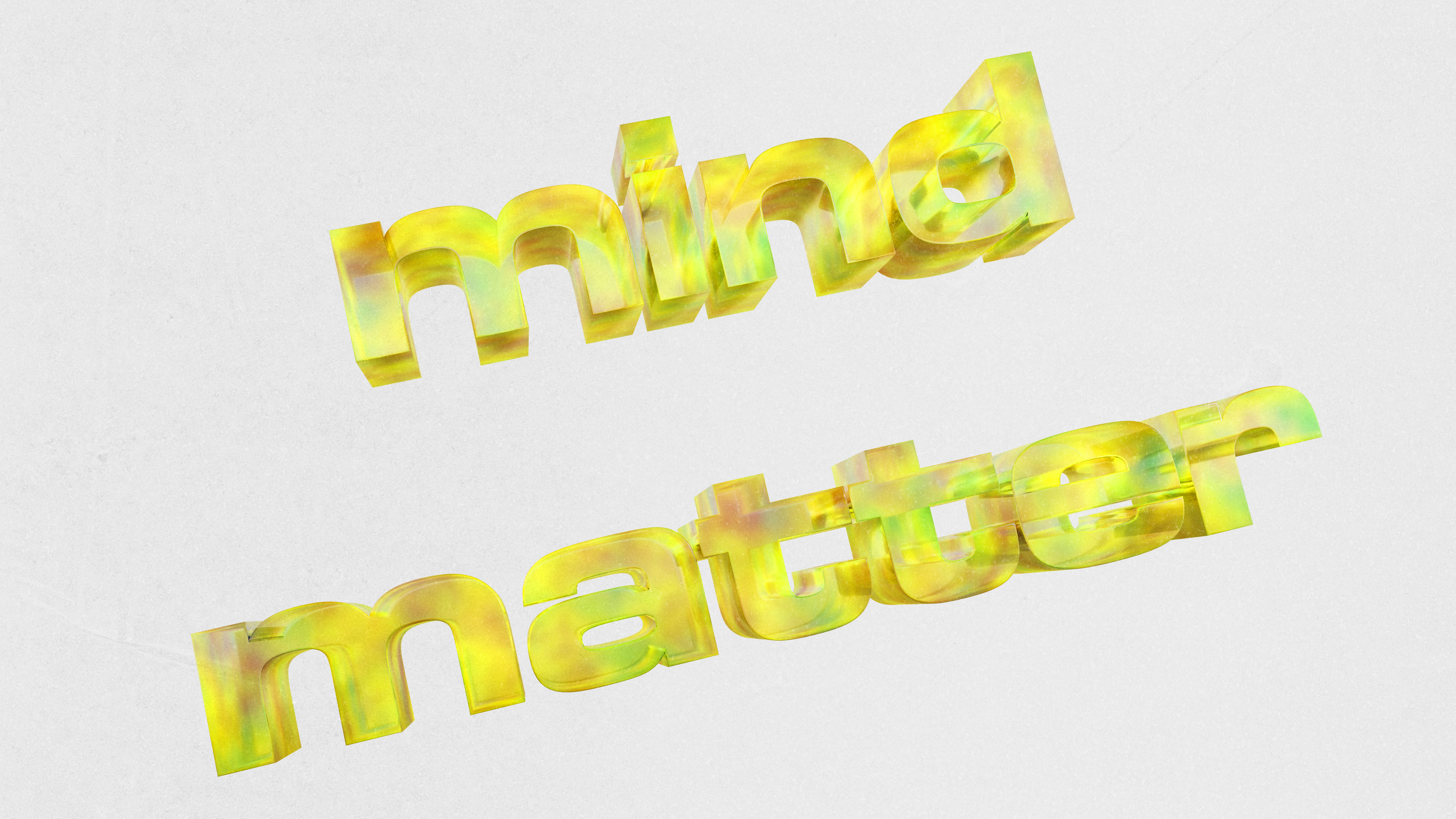 3D text reads 'mind matter' on white background