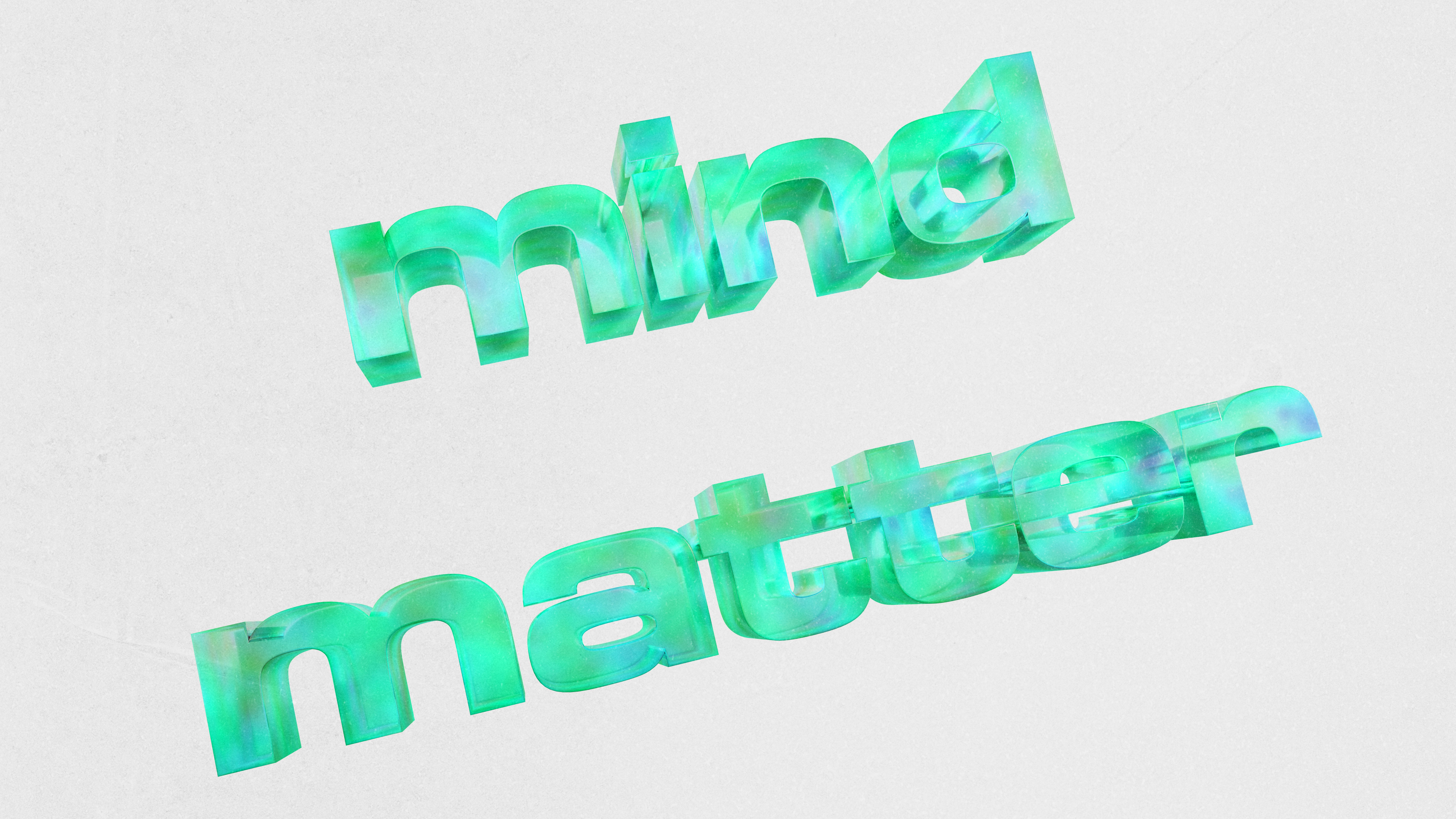 3D text reading "mind matter" against white background