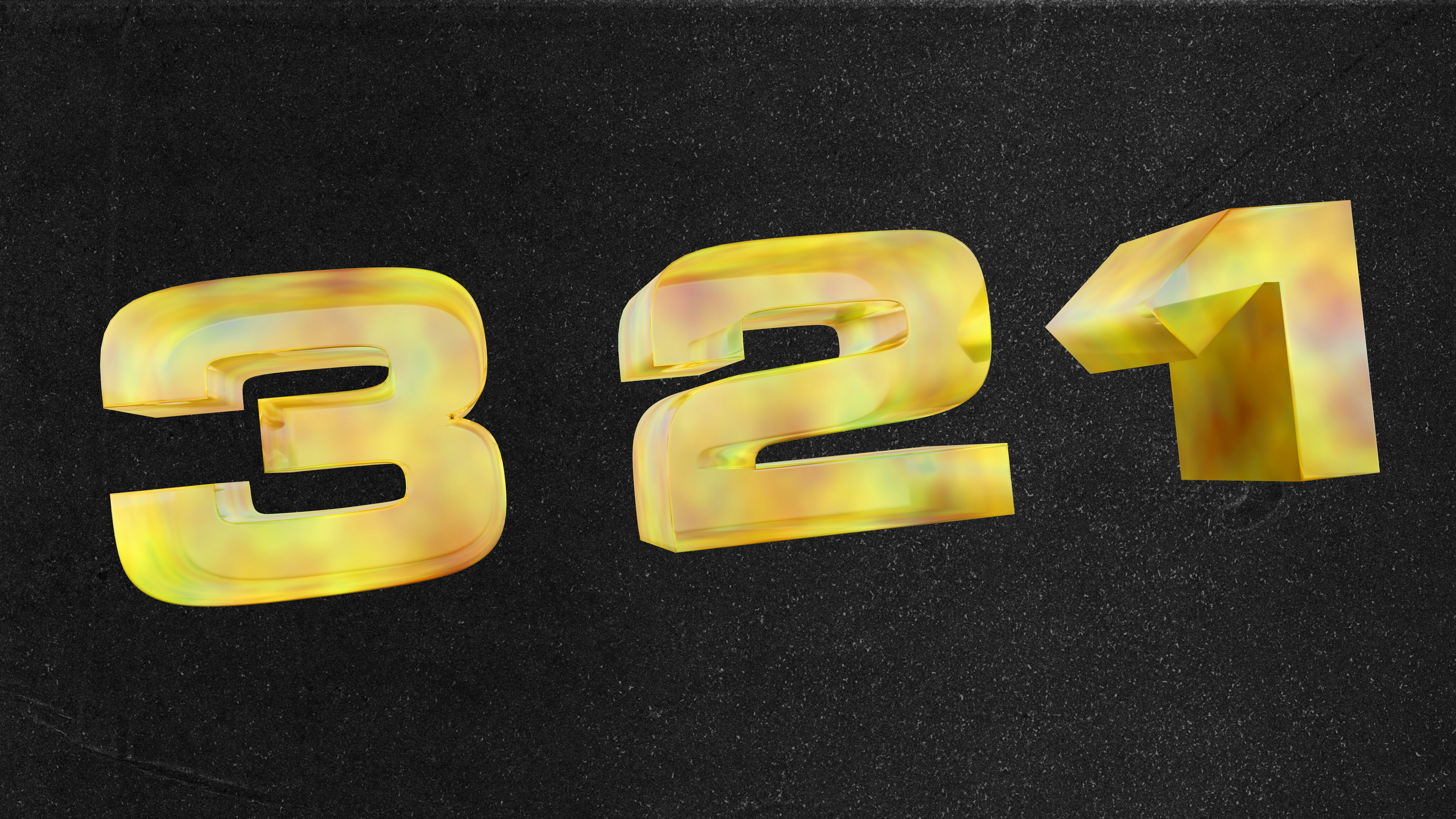 The numbers 3, 2, and 1 in yellow