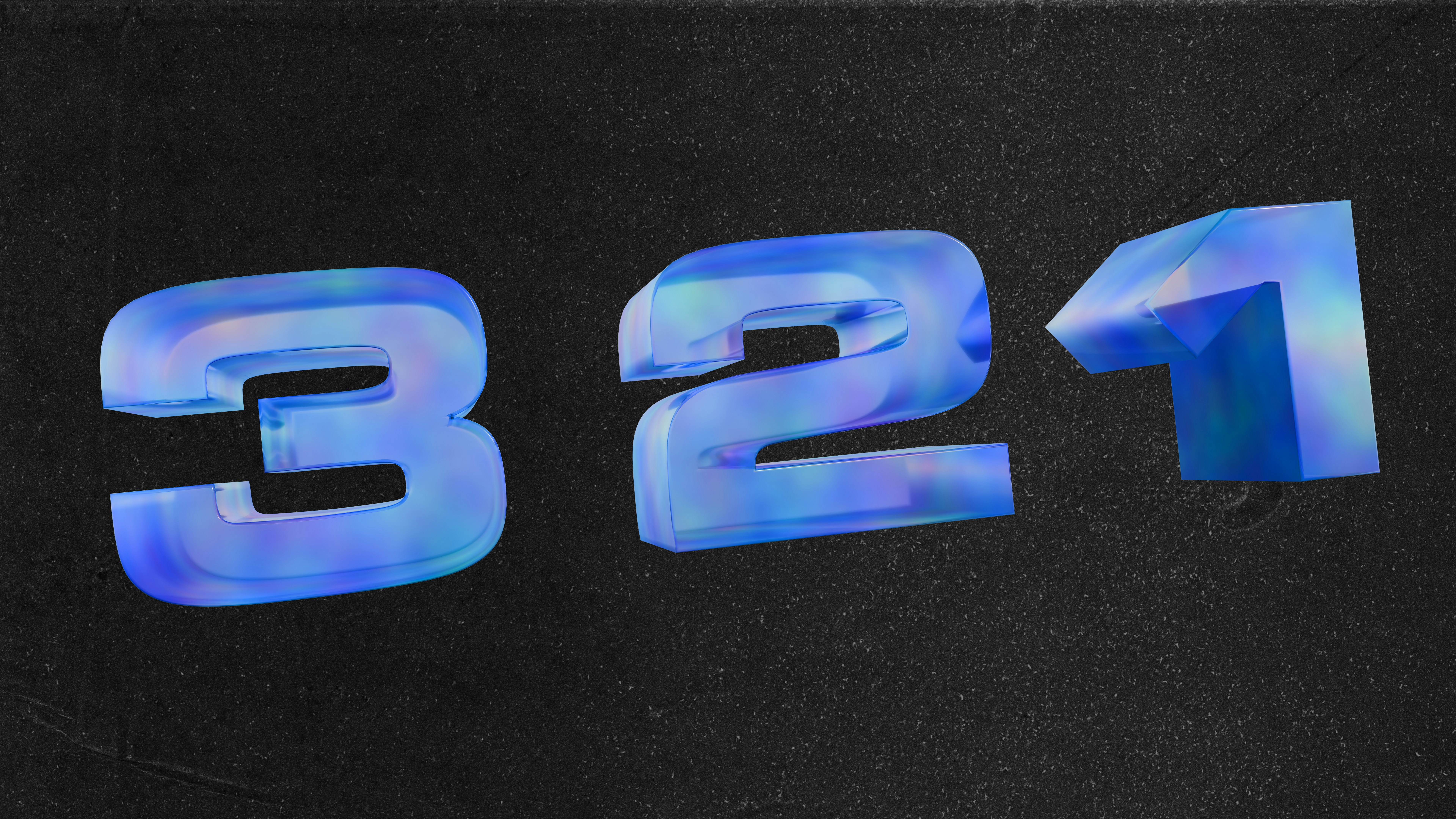 Three blue numbers 3, 2, and 1