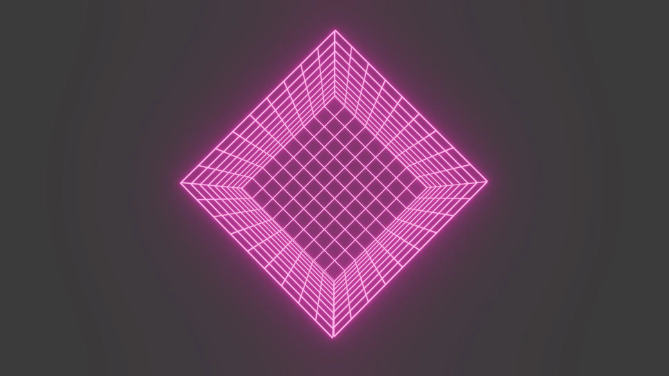 Pink neon diamond grid on dark background