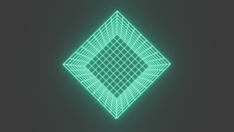 Neon green diamond grid on a dark background