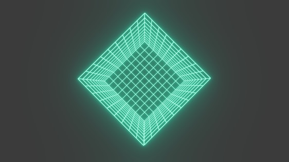Neon green diamond grid on a dark background
