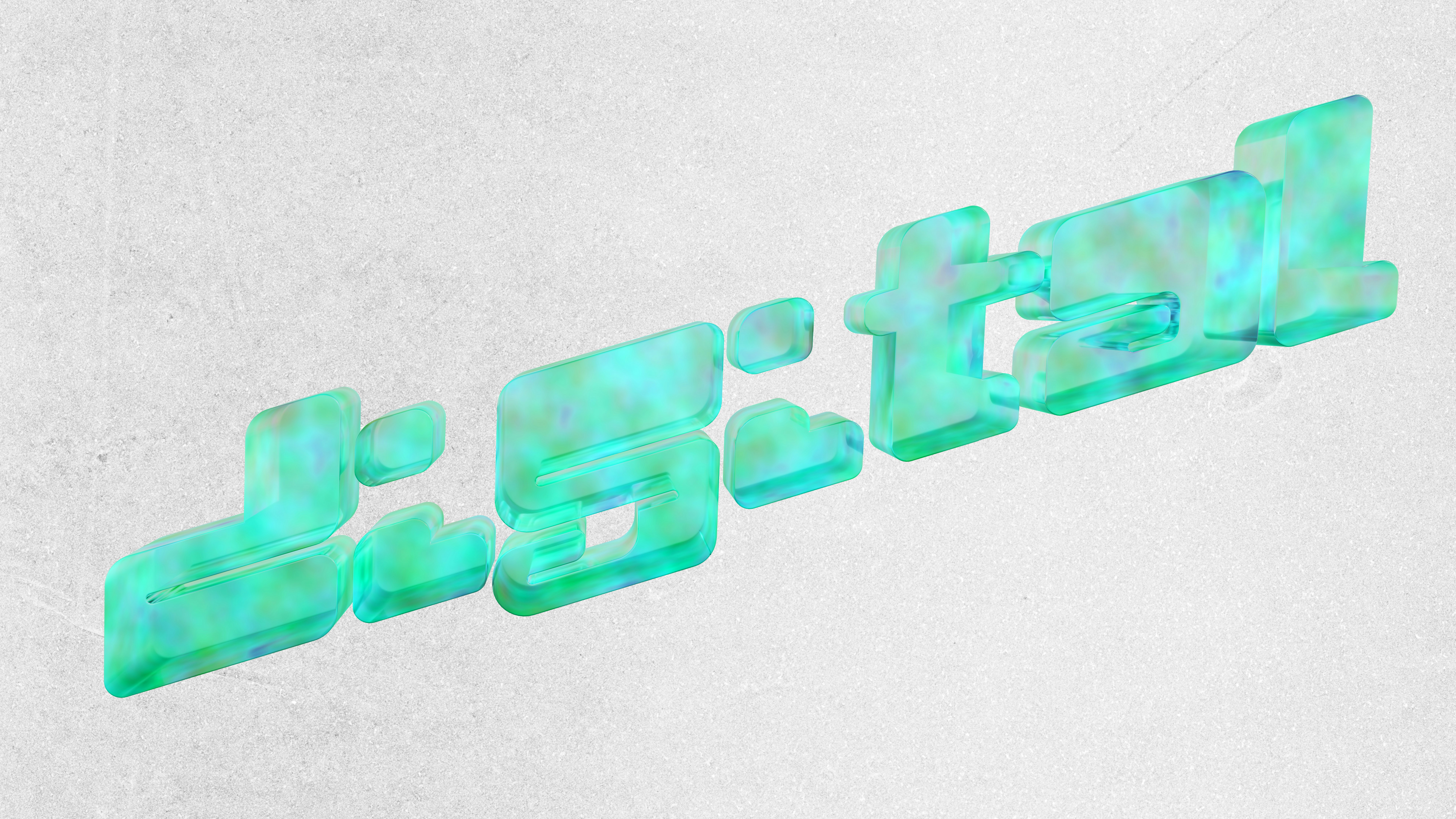 Green translucent 3D text on white background