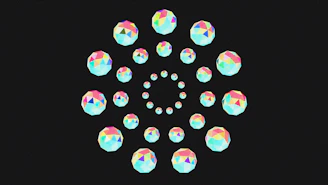 Colorful spheres arranged in a circular pattern