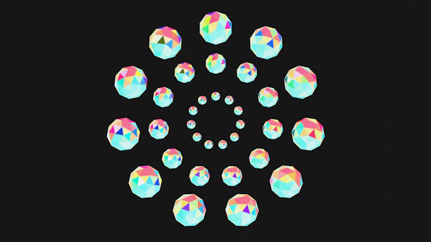 Colorful spheres arranged in a circular pattern