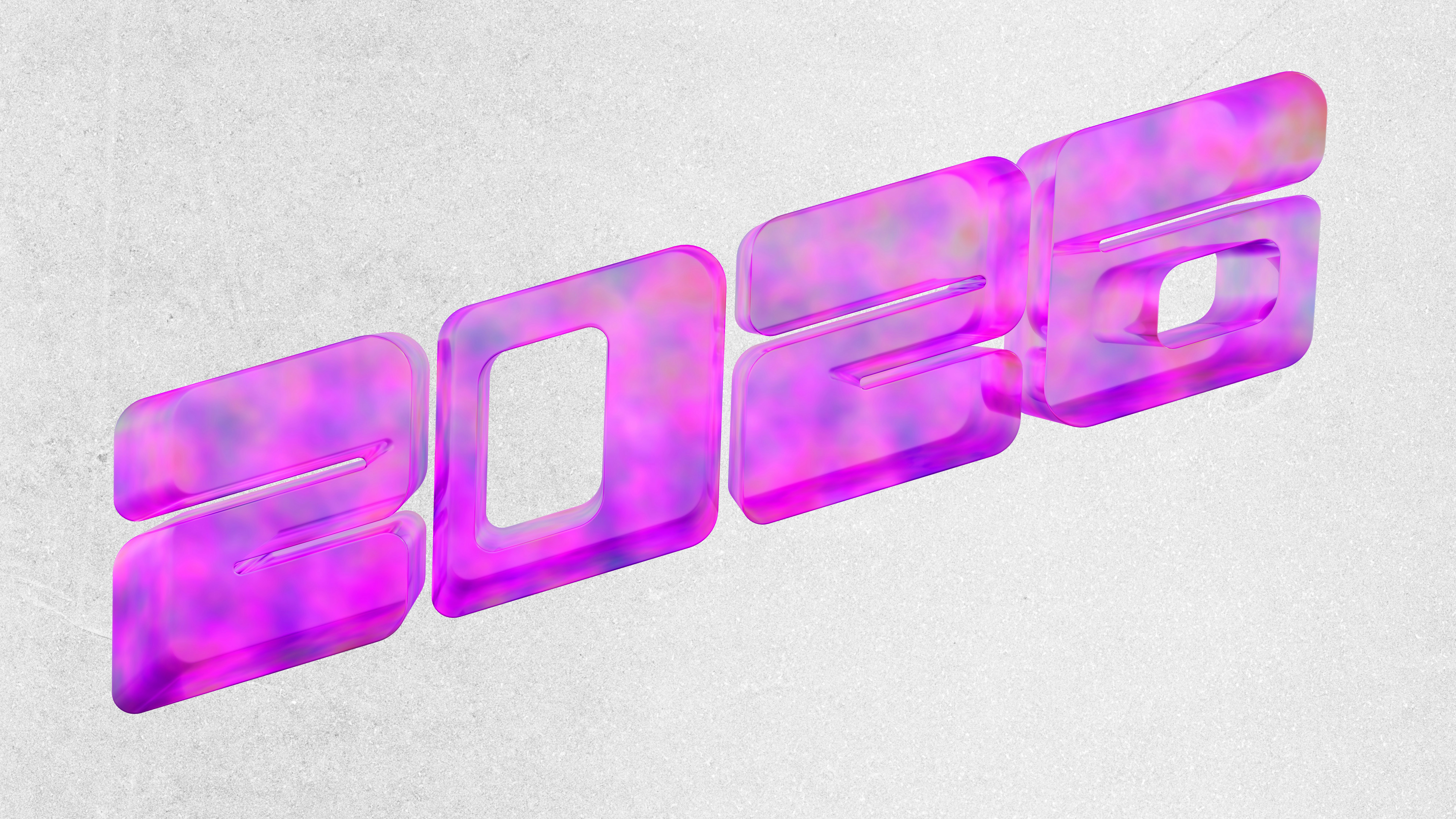 2026 Year Glass Text Blender 3D