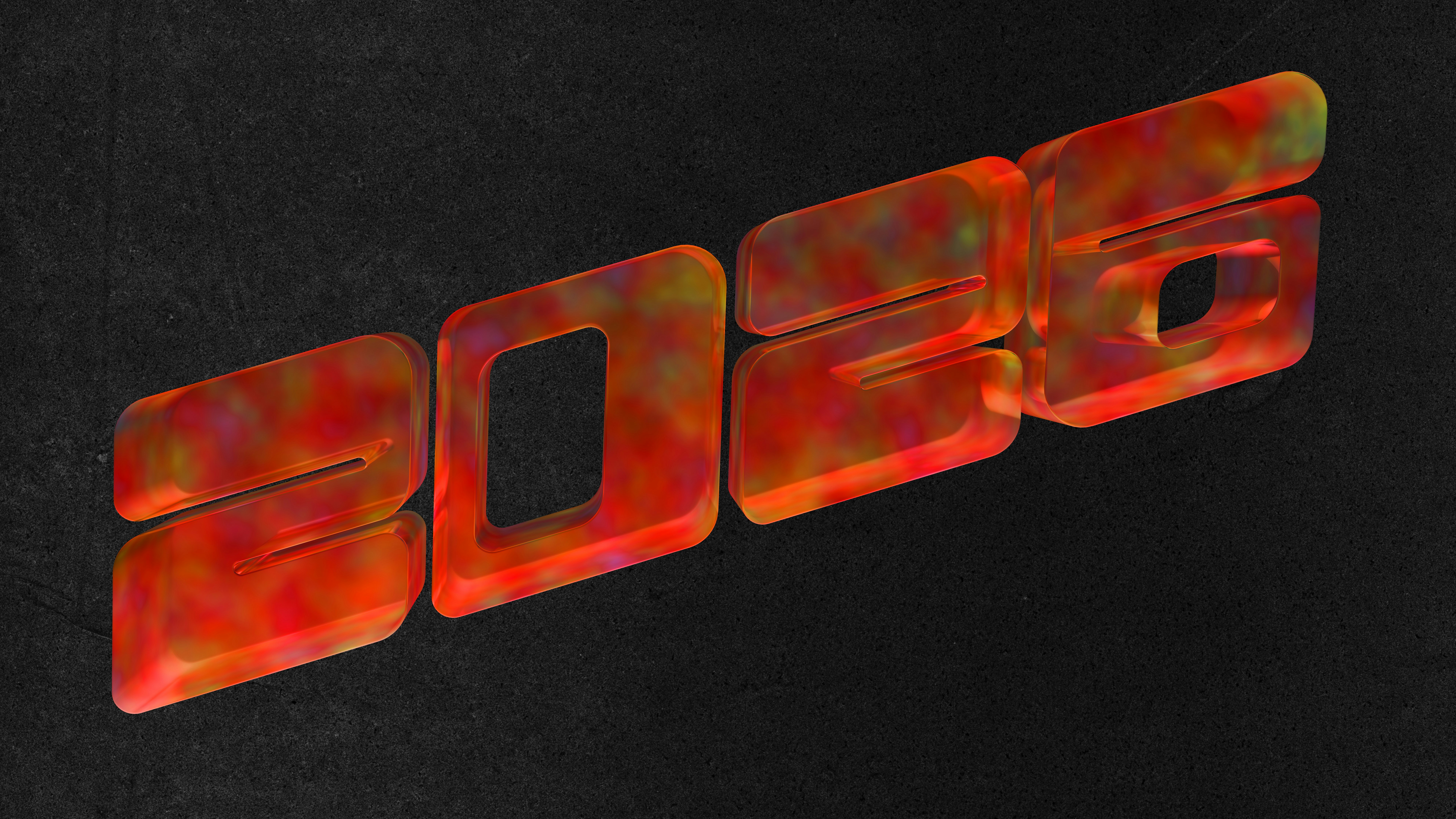 2026 Year Glass Text | Blender 3D