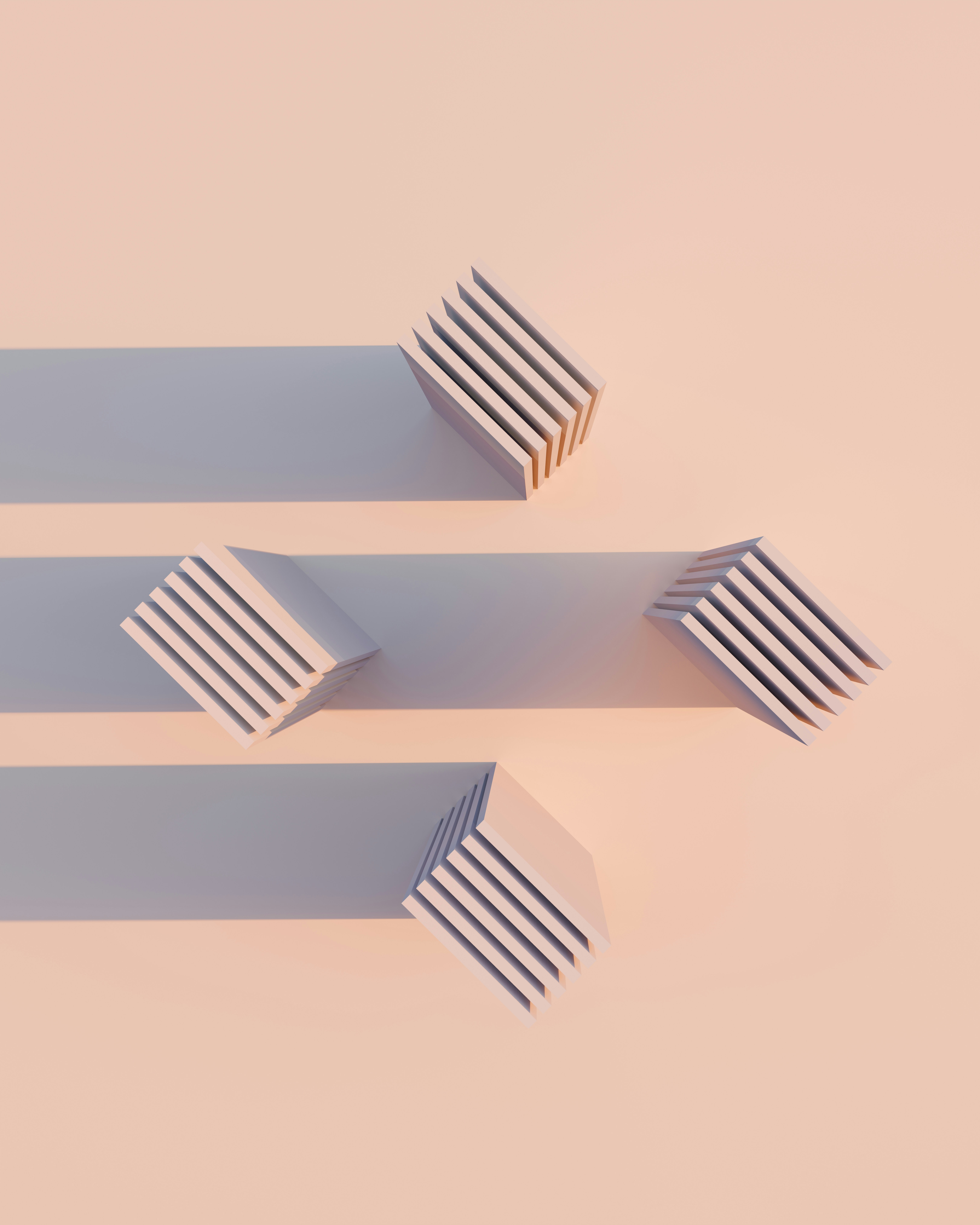 Abstract geometric shapes with striped elements pointing right.