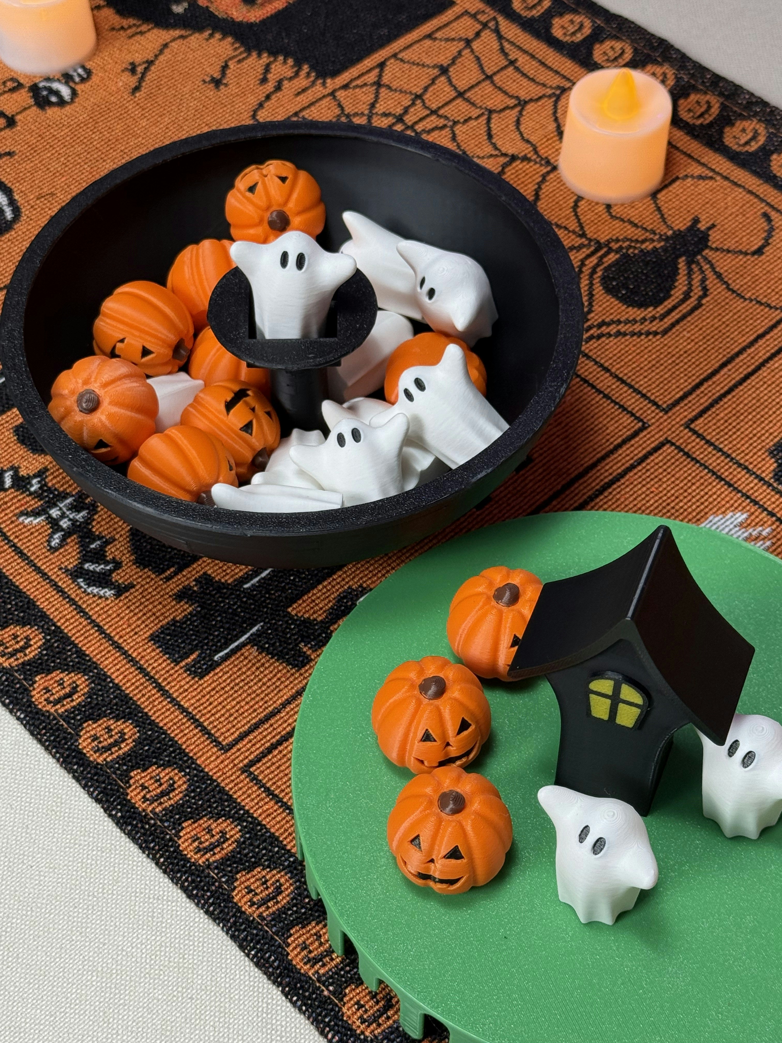 Halloween candy with pumpkins and ghosts
