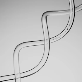 Clear tubes intertwined in a dna-like structure