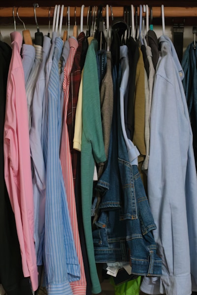 Closet full of neatly hung clothes
