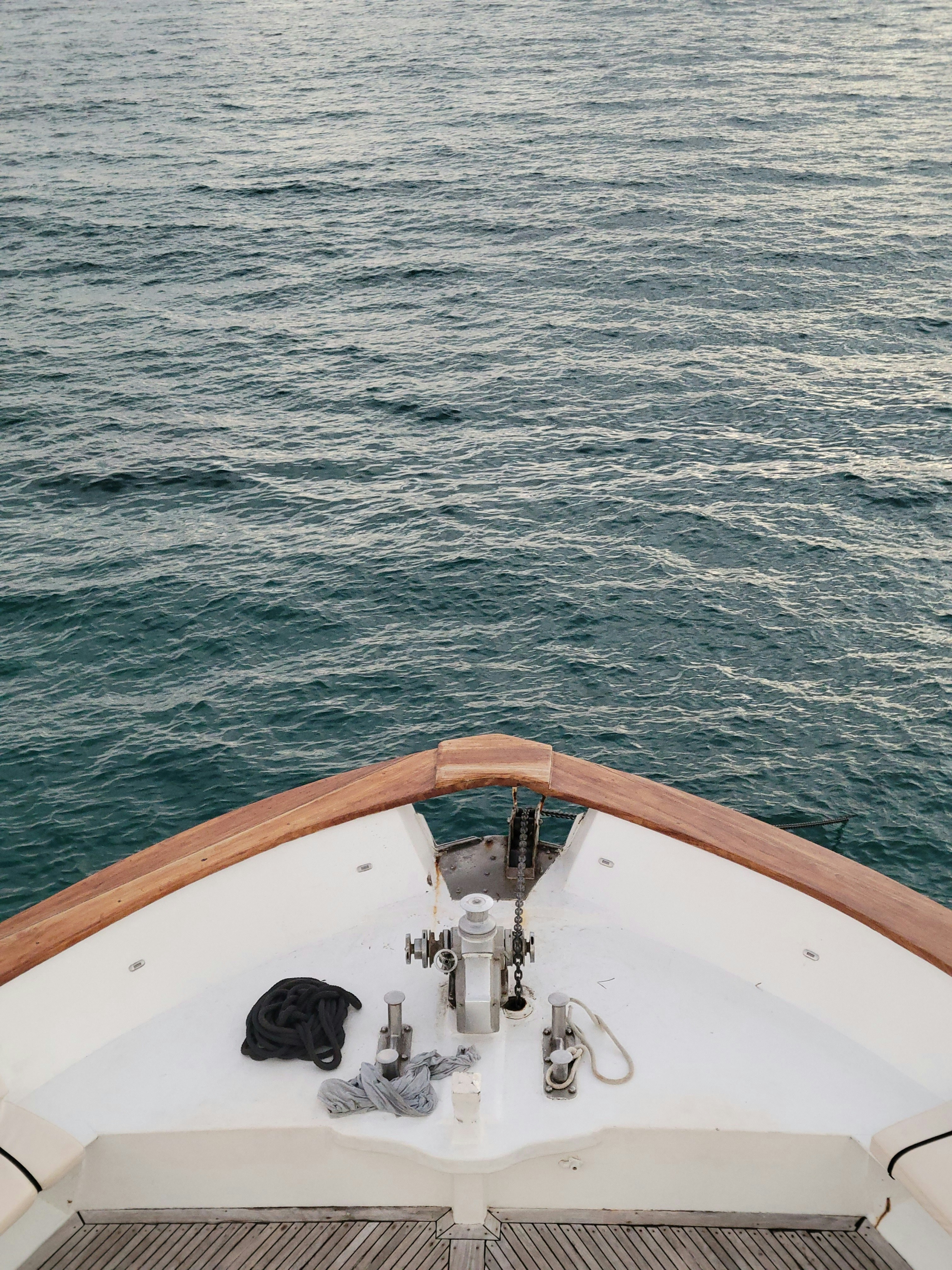 Bow of a boat on the ocean water