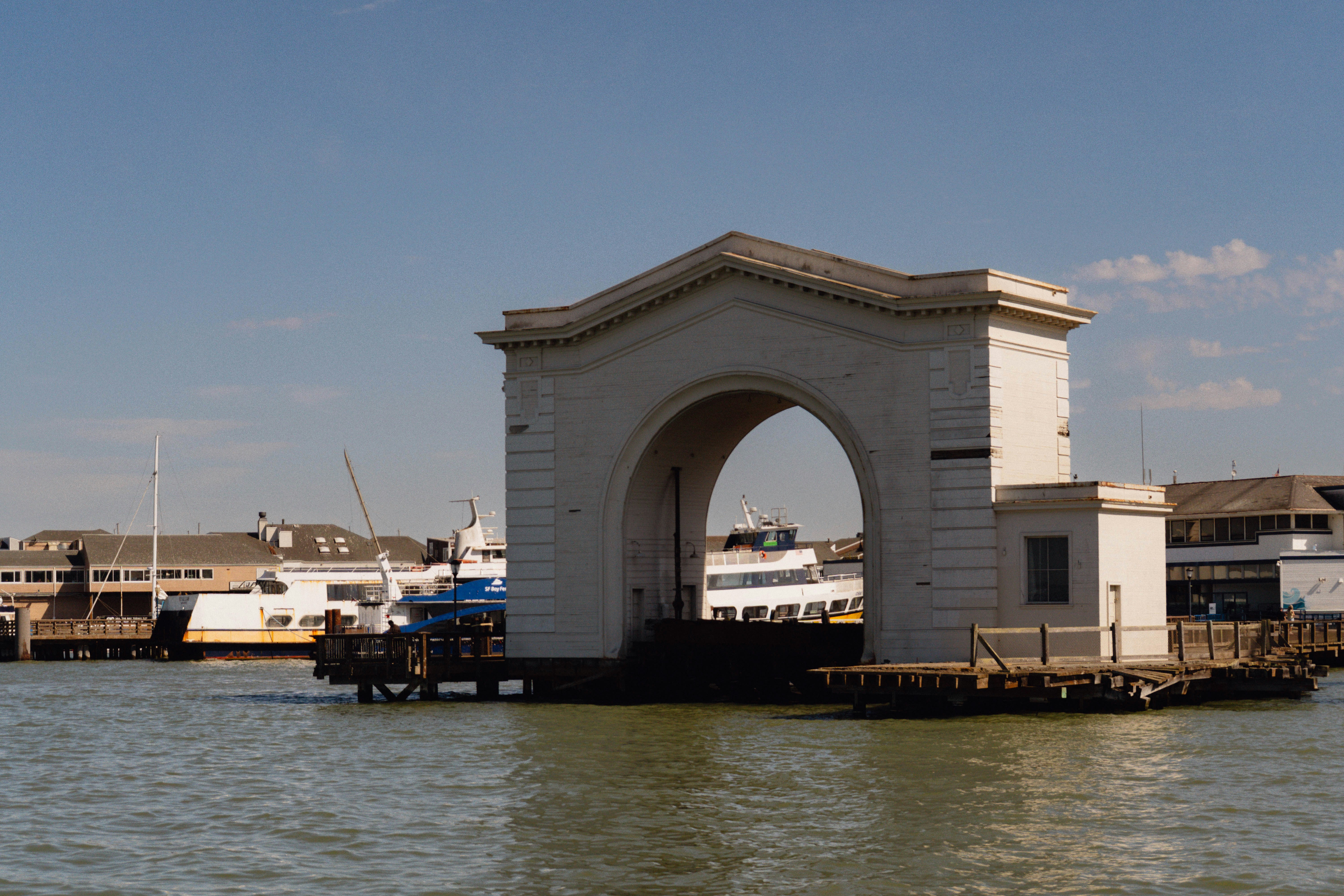 Ferry building entrance with archway over water