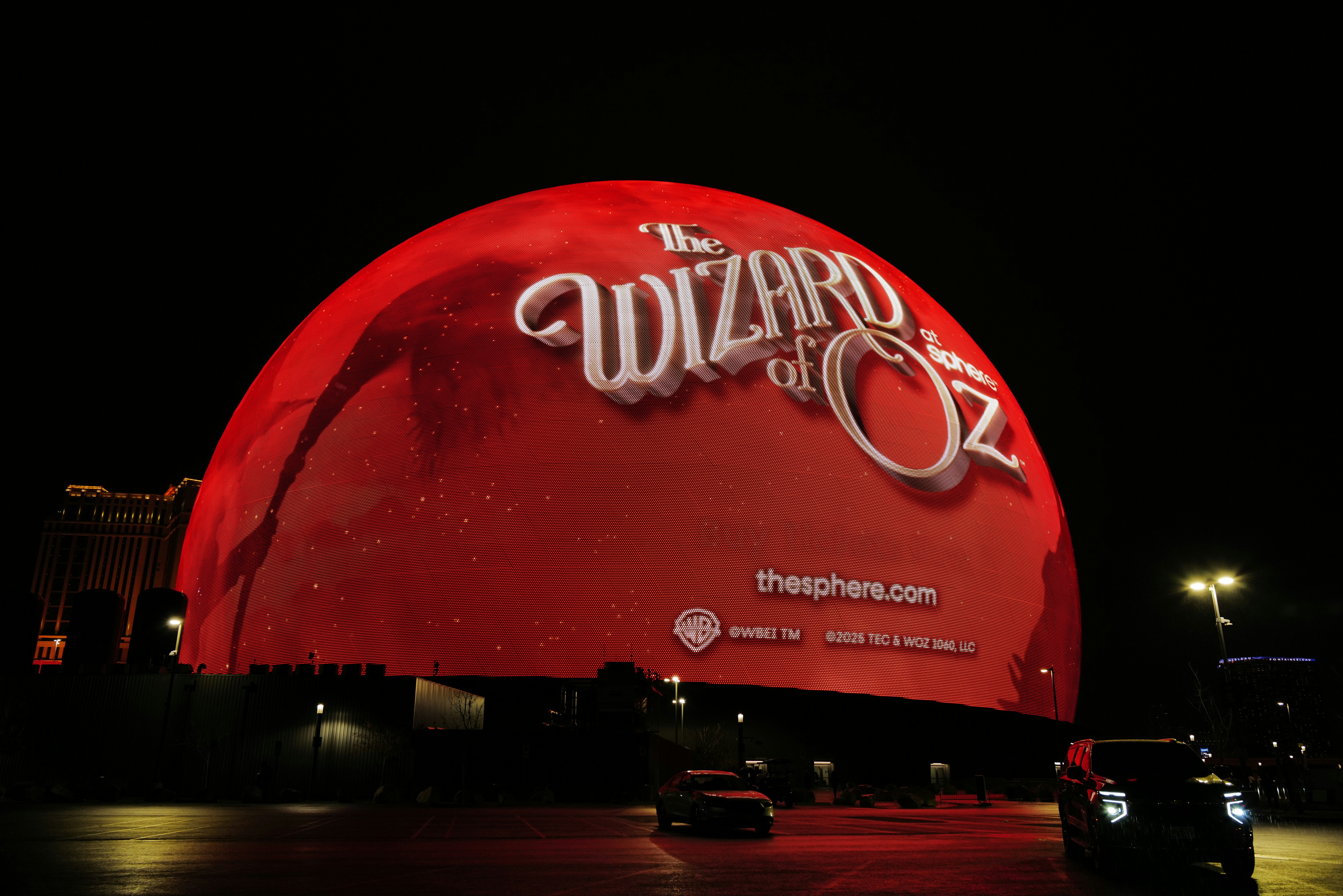 La sfera di notte con lo spettacolo del mago di Oz