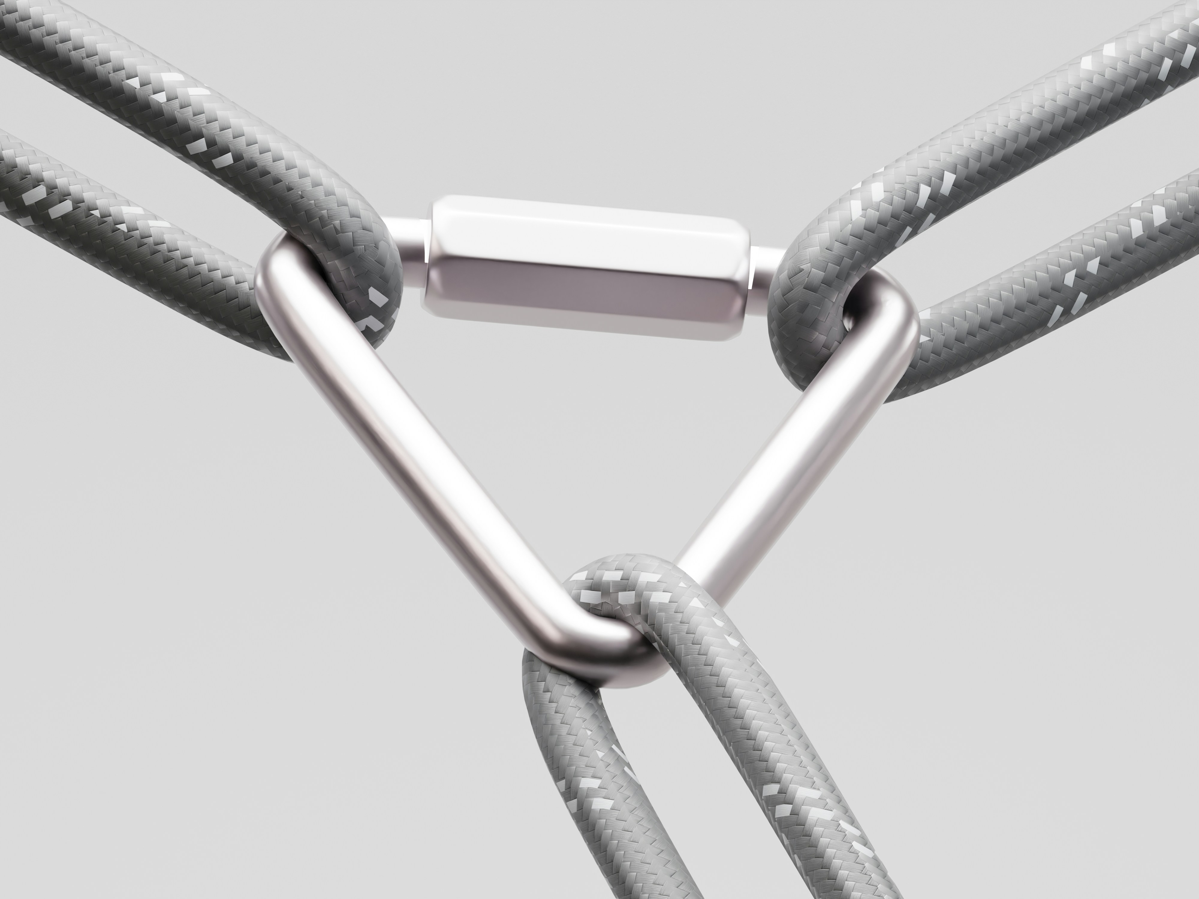 Two ropes connected by a metal carabiner clip.