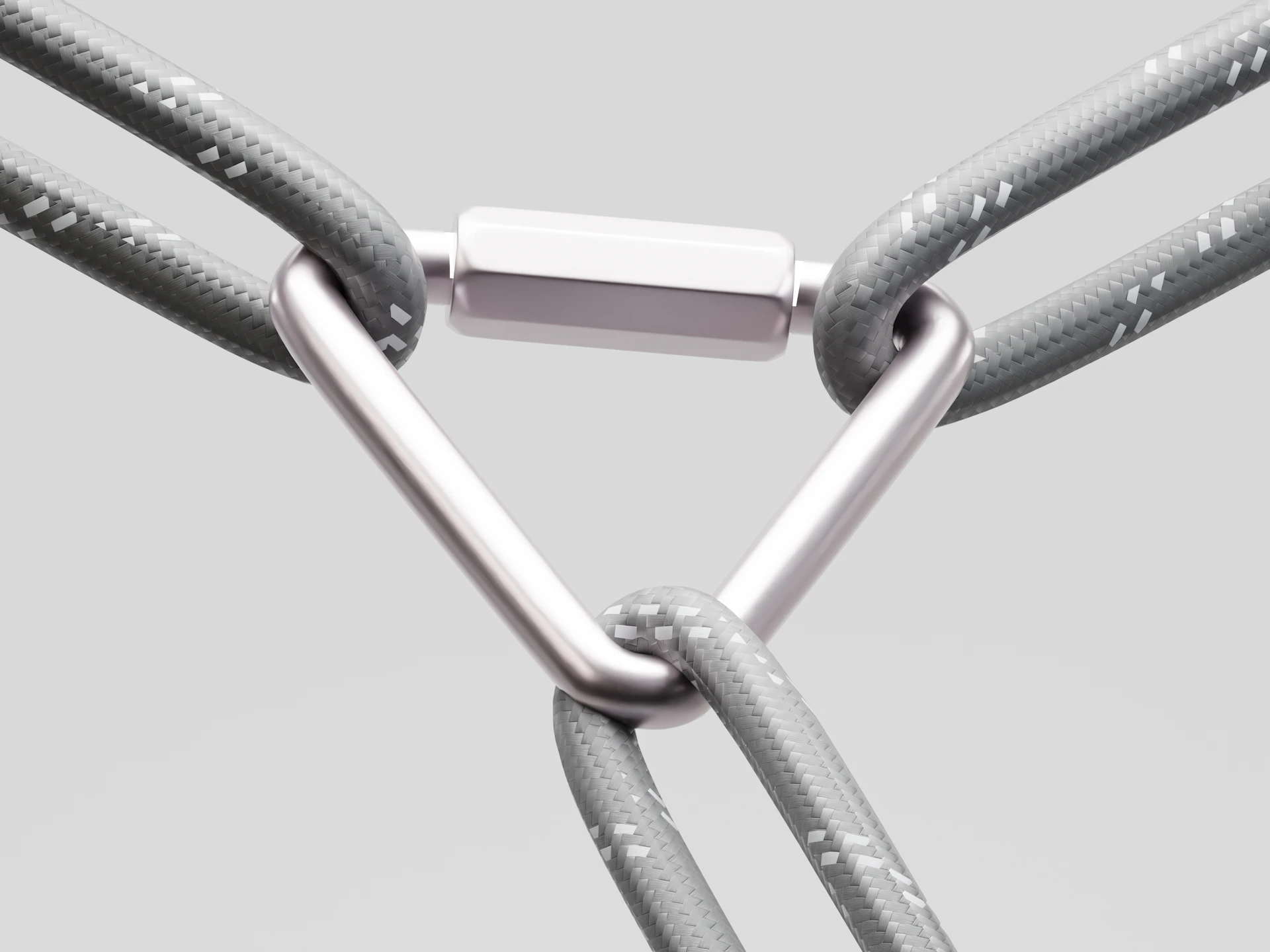 Two ropes connected by a metal carabiner clip.