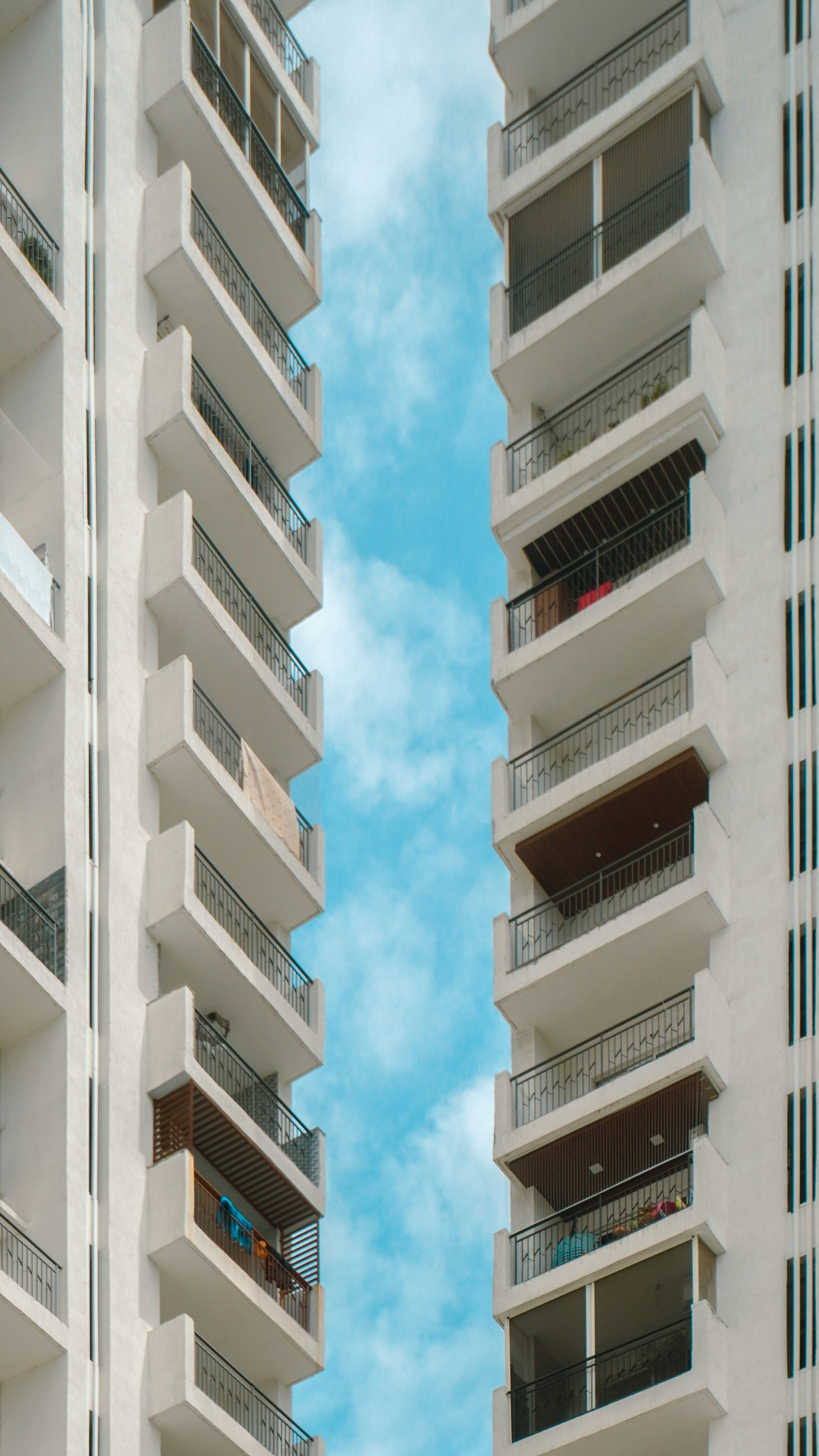 Modern residential buildings with blue sky