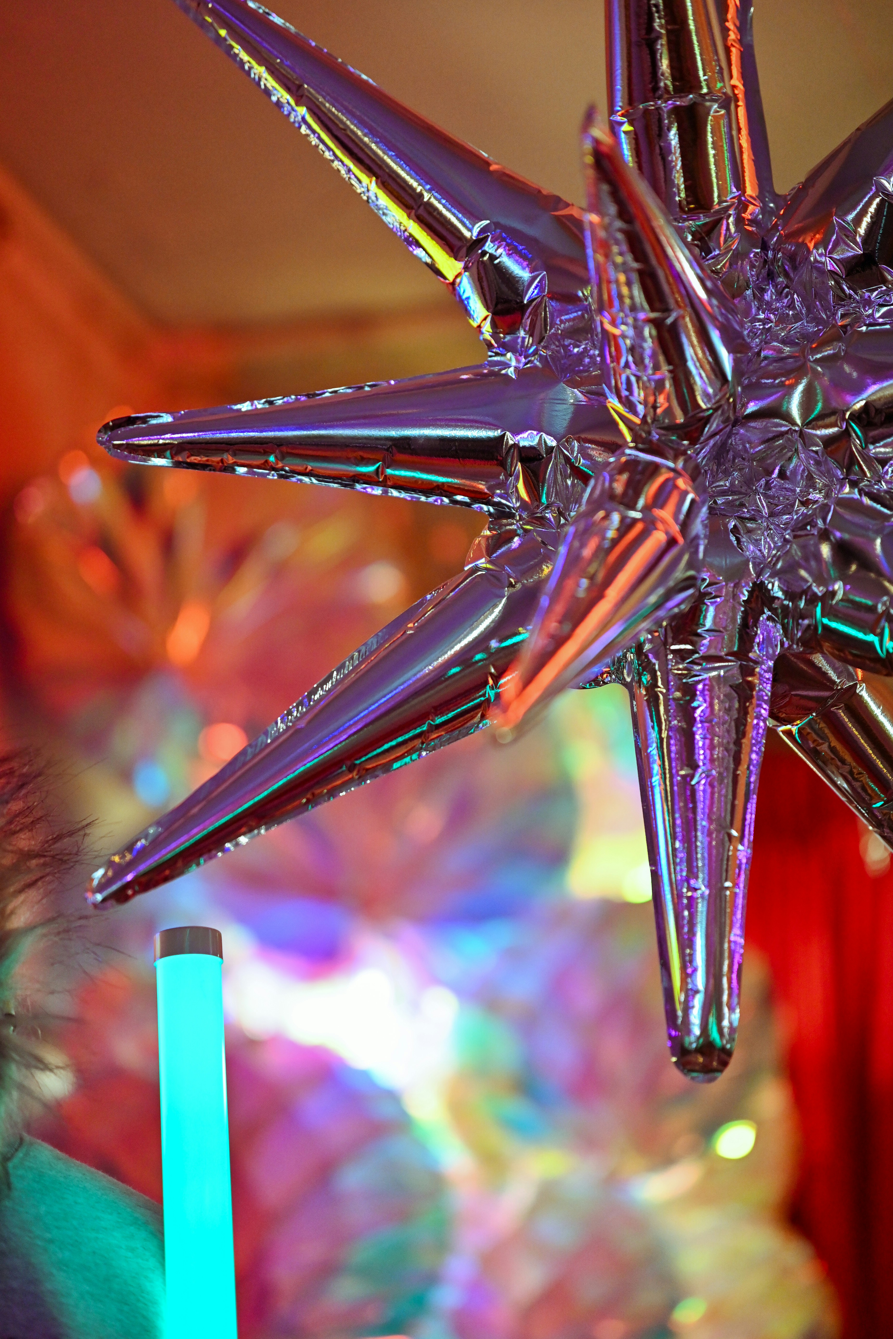 Shiny star decoration with colorful lights