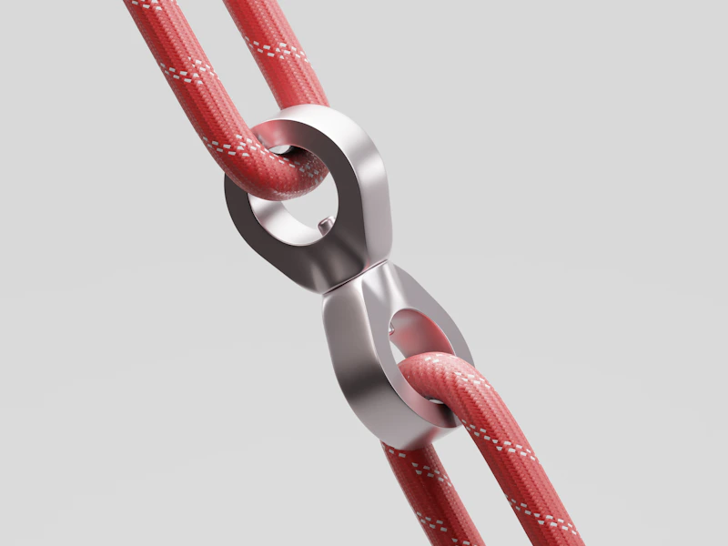 Two metal rings connecting red ropes, symbolizing Femboy bonds