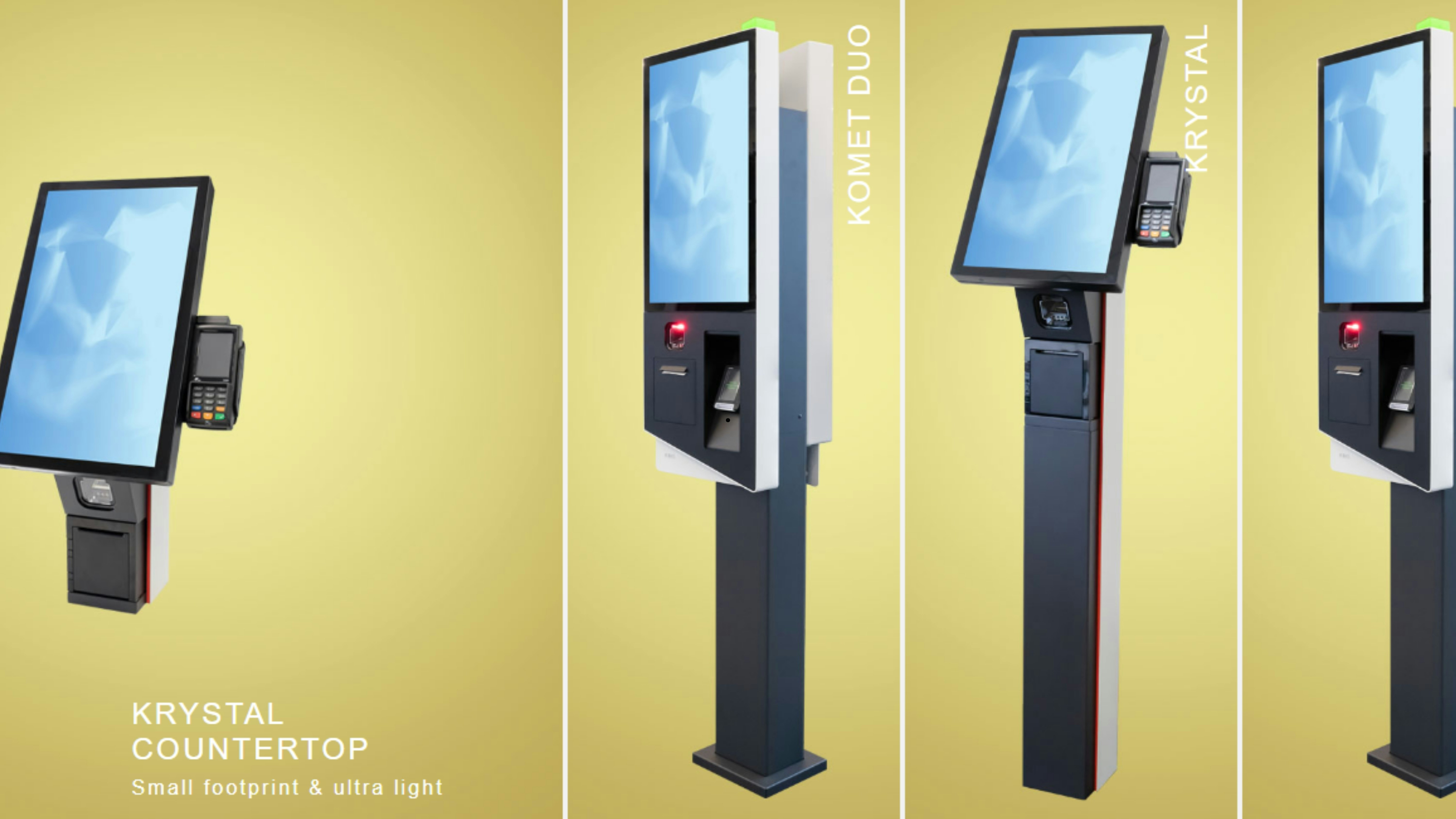 Sleek self-service kiosk area