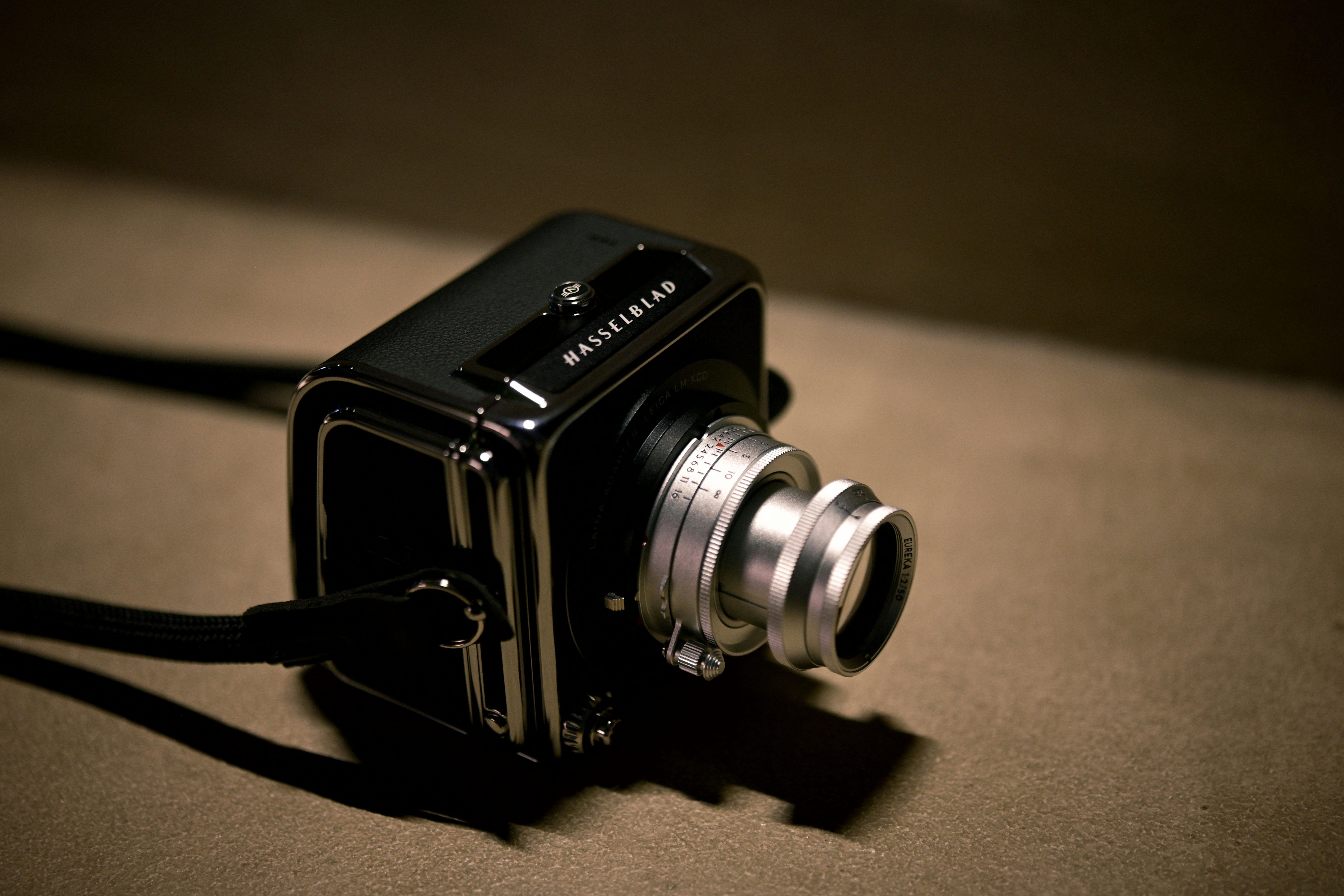 Vintage hasselblad camera on a textured surface