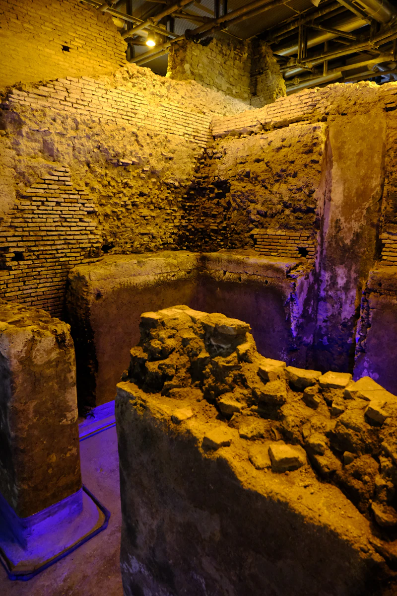 Ancient Roman ruins underground in Rome