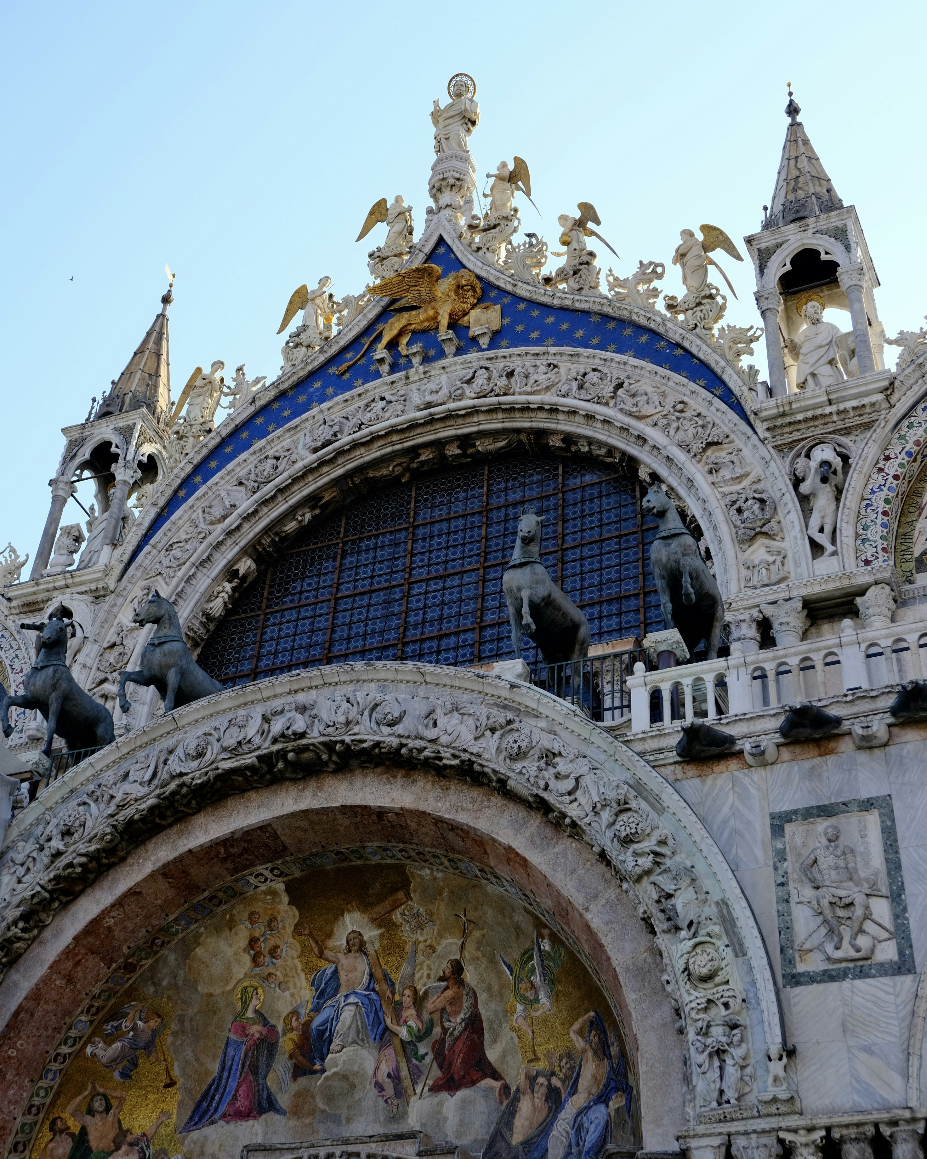 Ornate facade of st mark's basilica in venice