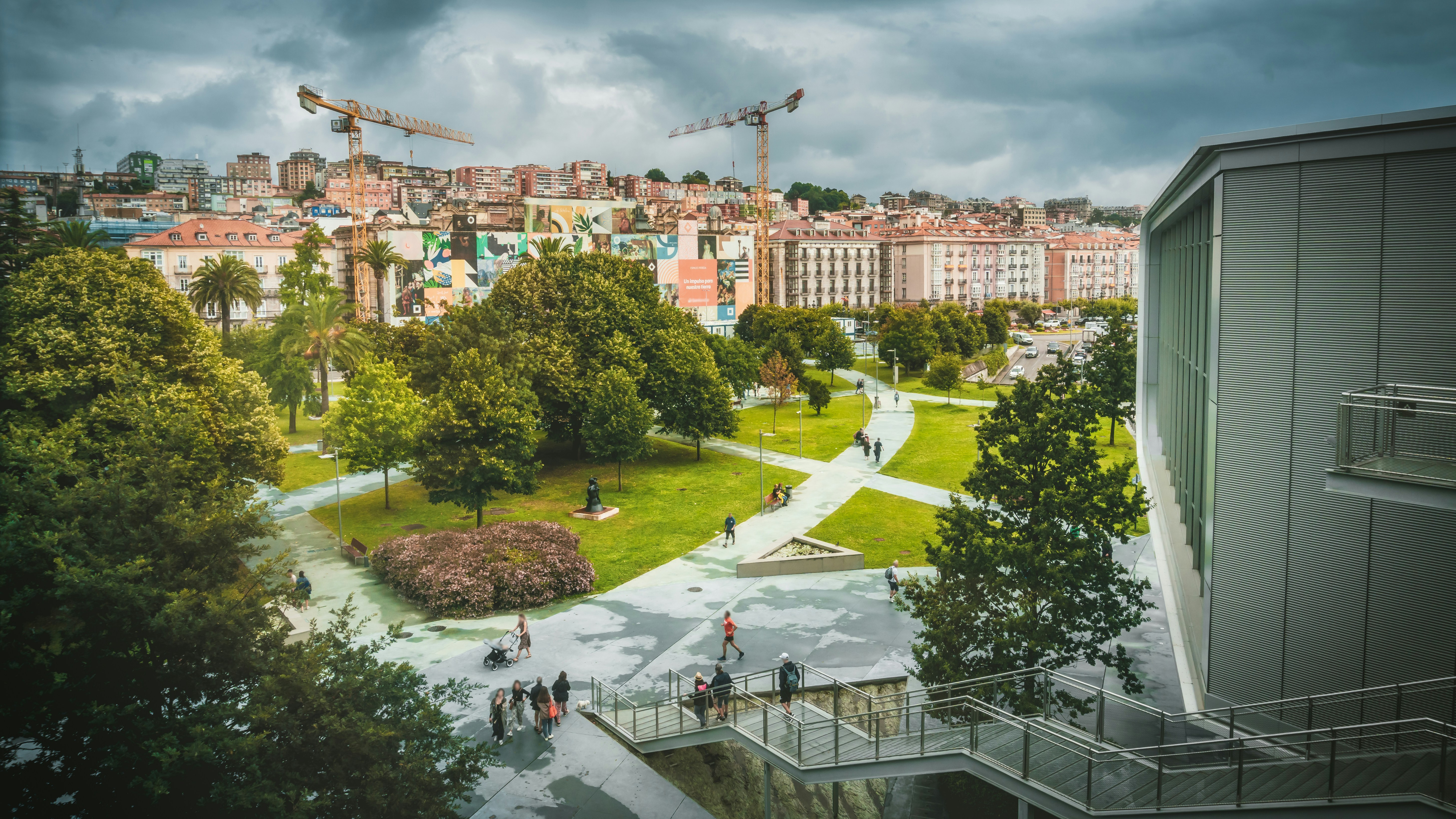 Park with people and cityscape in background