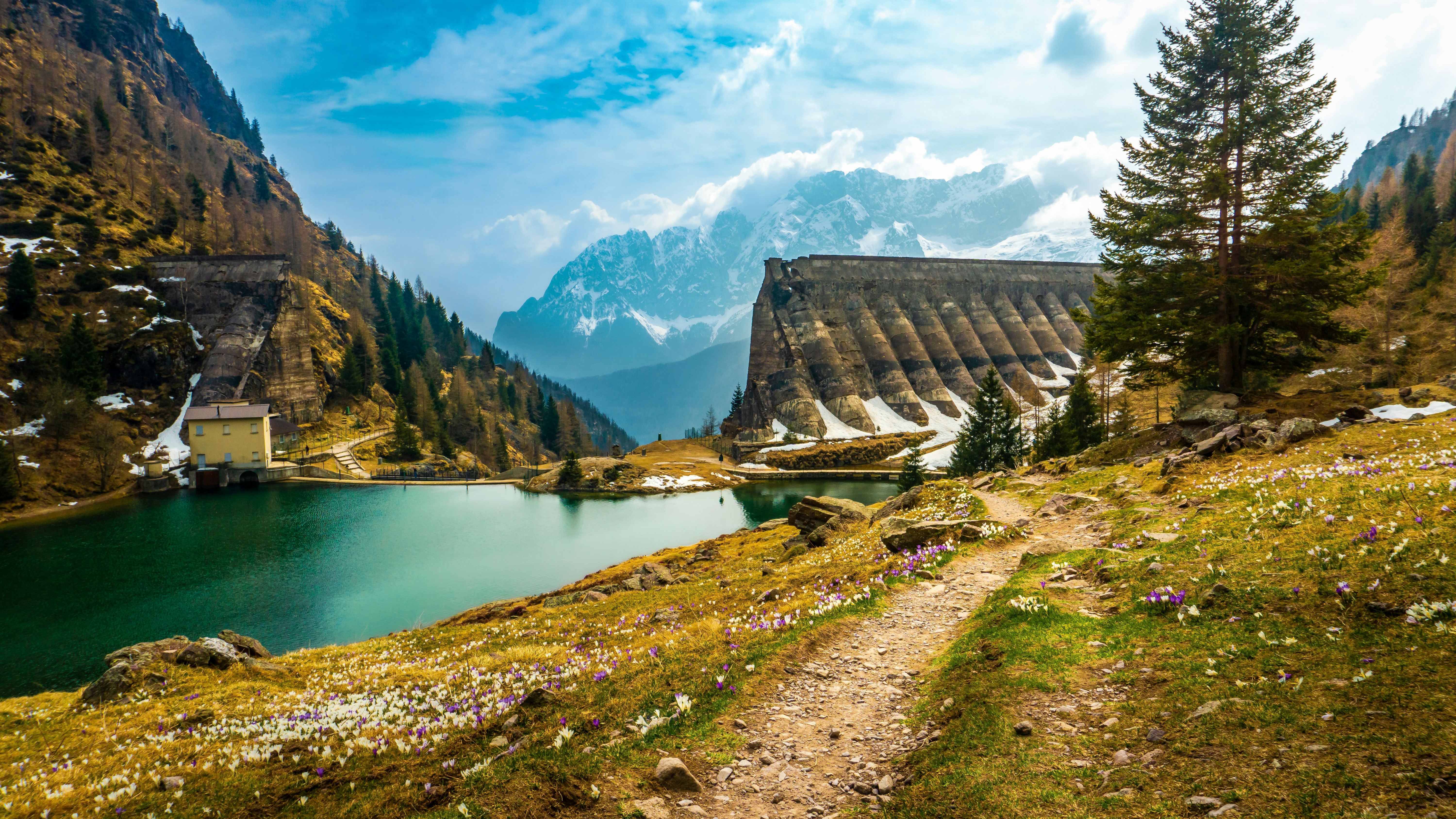 Dam and lake in a mountainous landscape