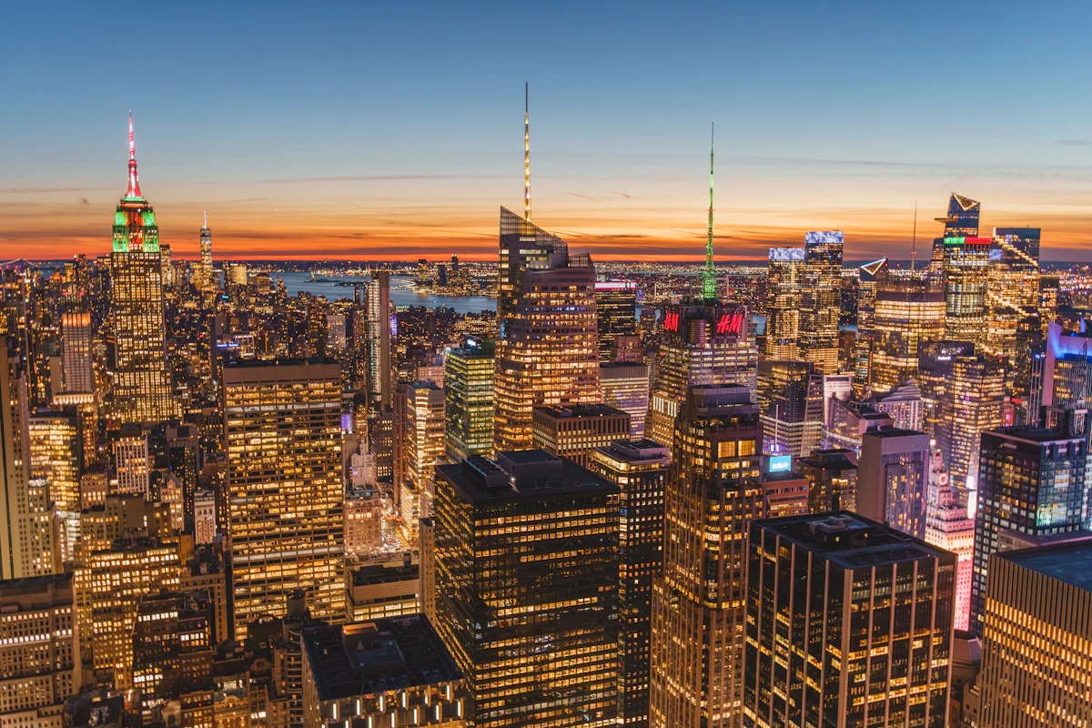New York City skyline at dusk