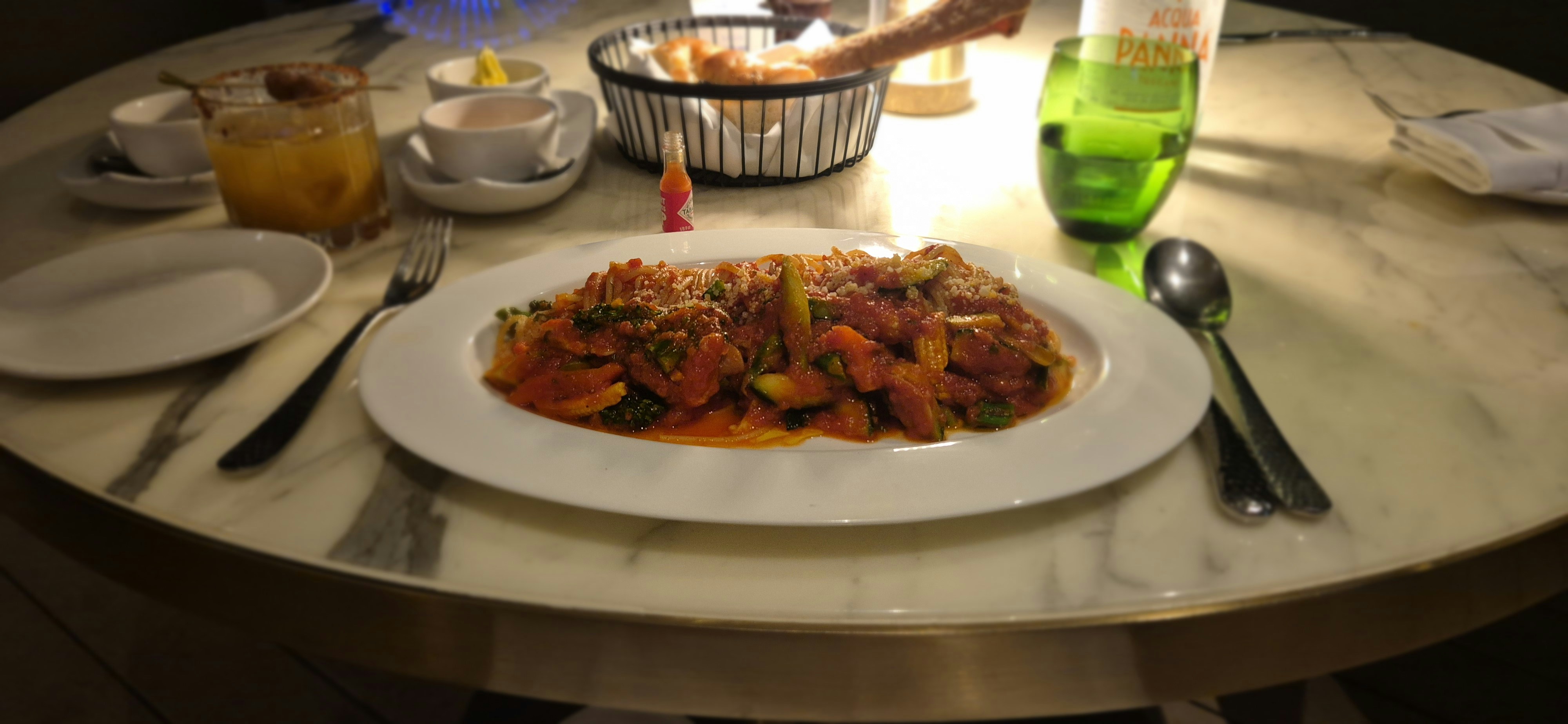 Tomato Sauce On Pasta With A Fork And Plate