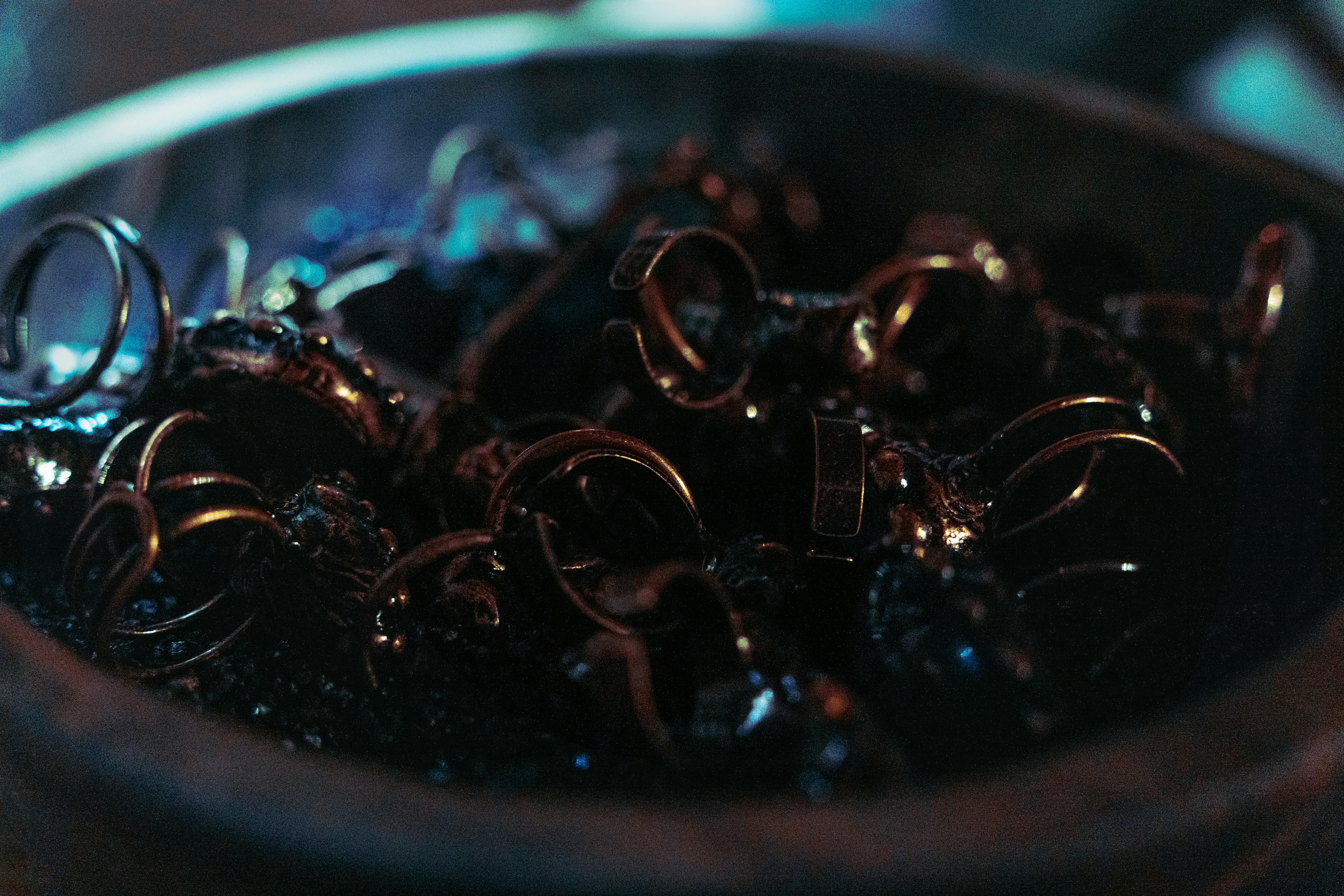 A close-up of various small, dark objects in a bowl.